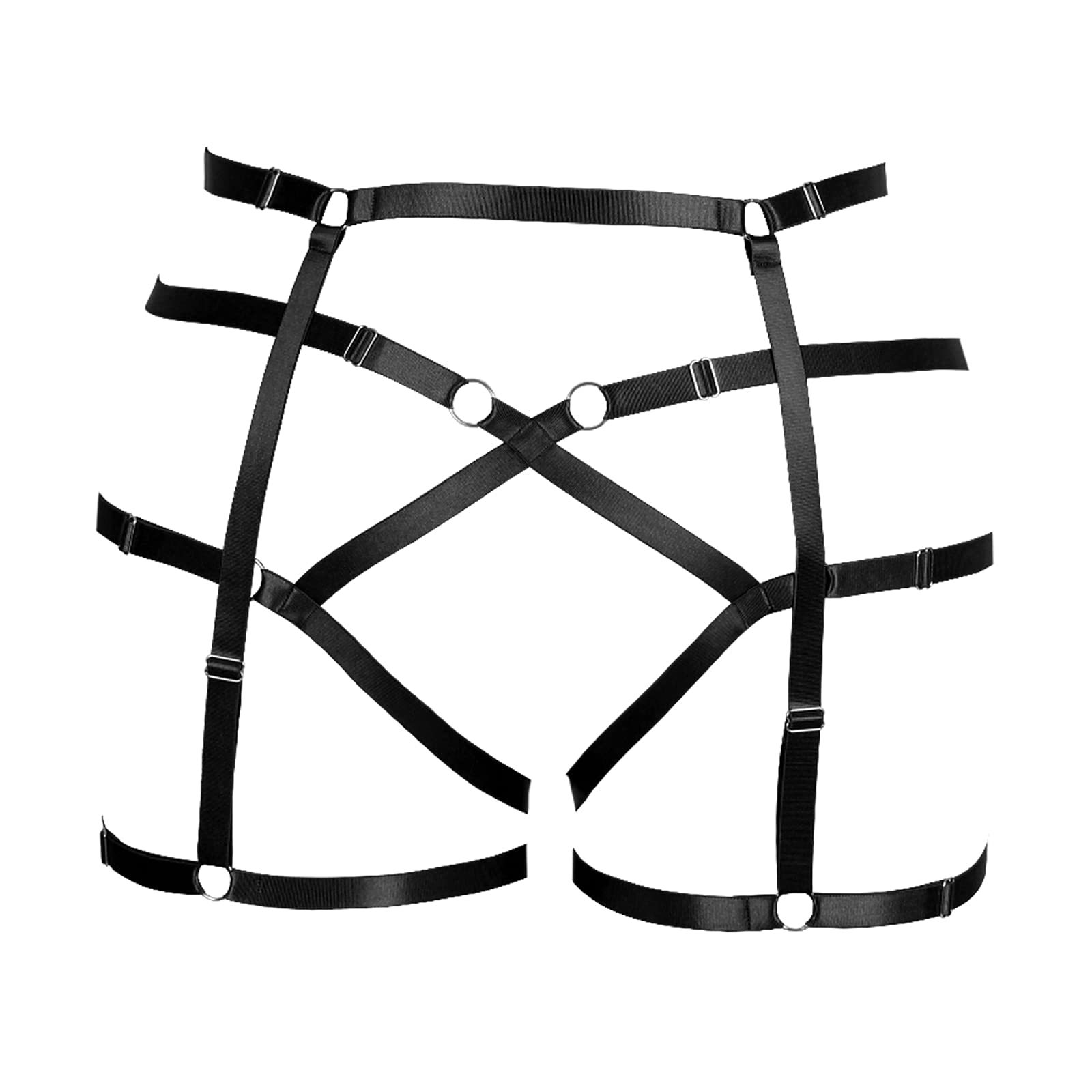Plus Size Women's Strappy Garter Leg Belt Harness - Sexy Thigh Garter for Rave, Cosplay & Boudoir - Adjustable Lingerie Accessory for Parties & Special Occasions