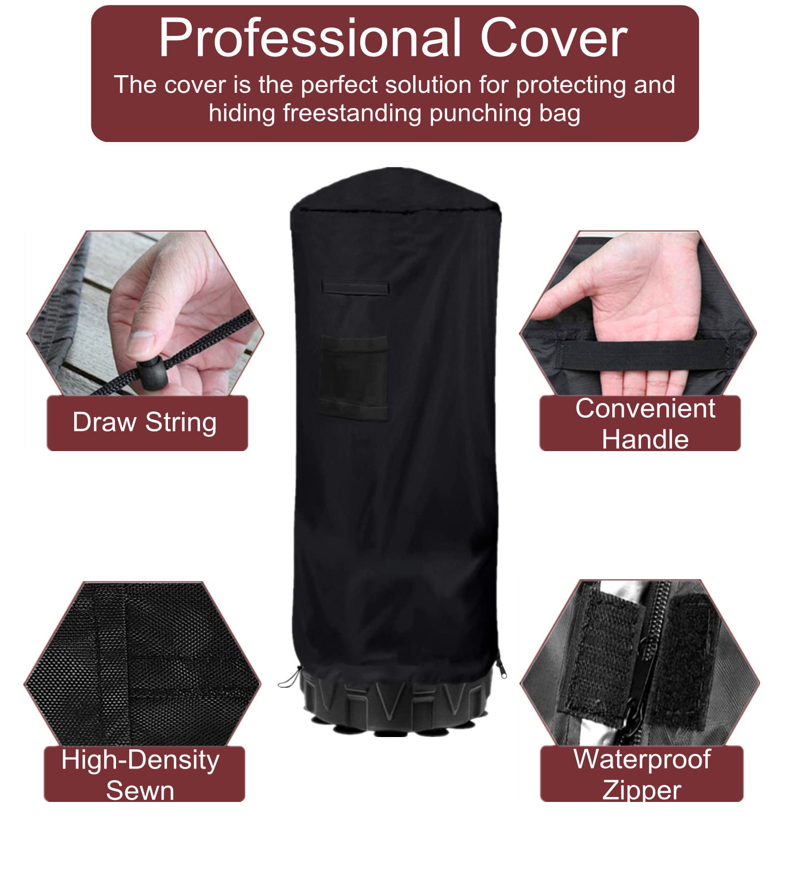 Freestanding Punching Bag Cover - Waterproof Heavy Bag Protective Cover for Outdoor & Indoor Boxing Training, Gym, Home Use