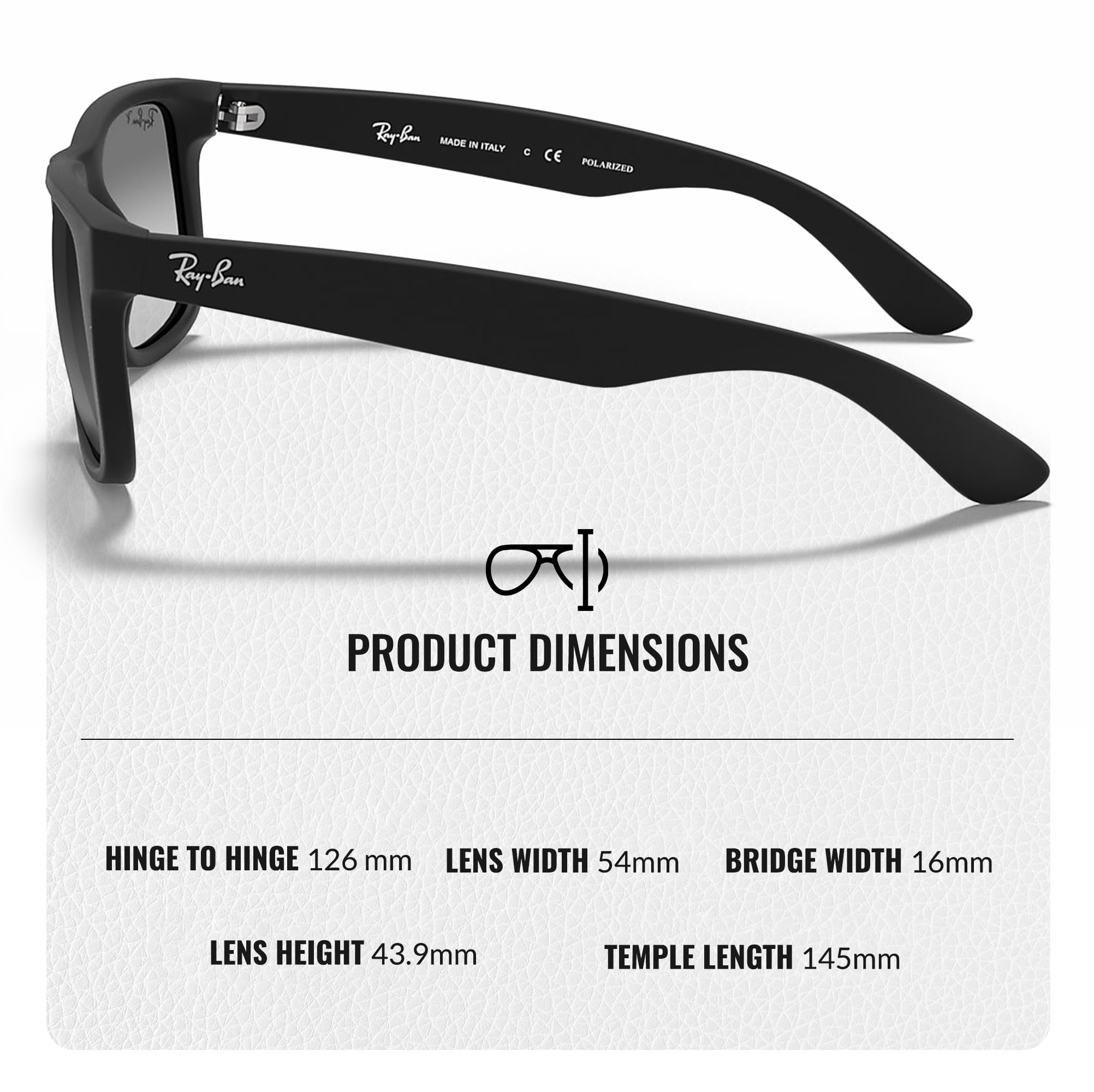 Ray-Ban RB4165 JUSTIN Classic Square Sunglasses for Men & Women - Premium Polarized UV Protection - High Bridge Fit - Includes Eyewear Cleaning Kit - Perfect for Driving, Beach & Outdoor Activities