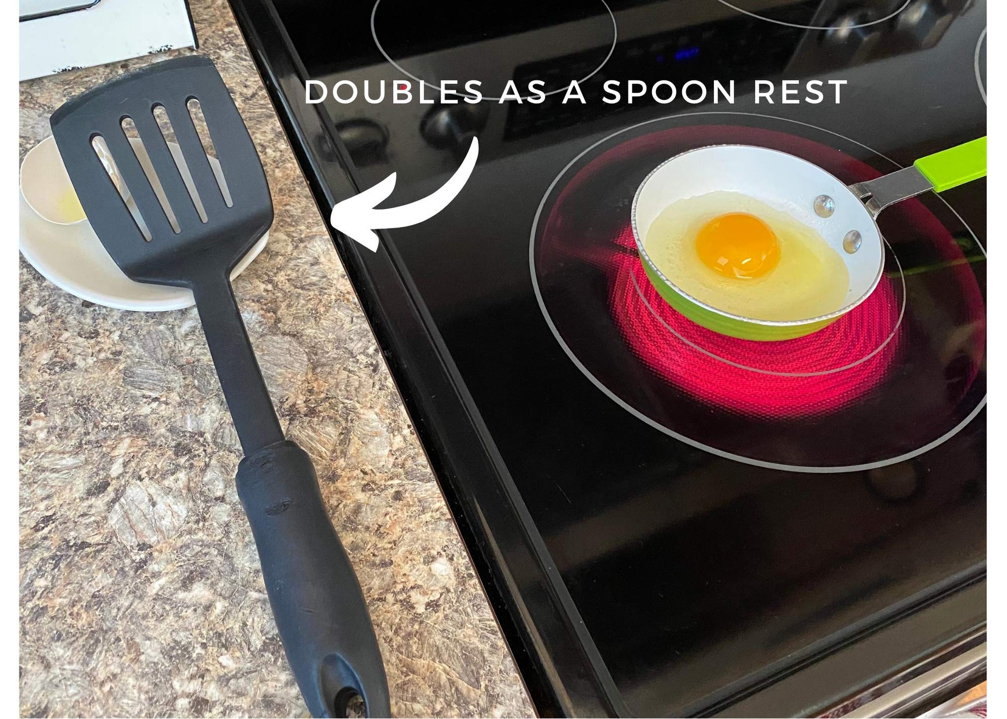 Crack'em Egg Cracker & Spoon Rest in Creamy White - Easy-to-Use Kitchen Tool for Perfect Egg Cracking - Mess-Free Solution for Kids & Home Cooks - Dishwasher Safe & Prevents Broken Yolks - Ideal for Breakfast Prep, Baking & Cooking