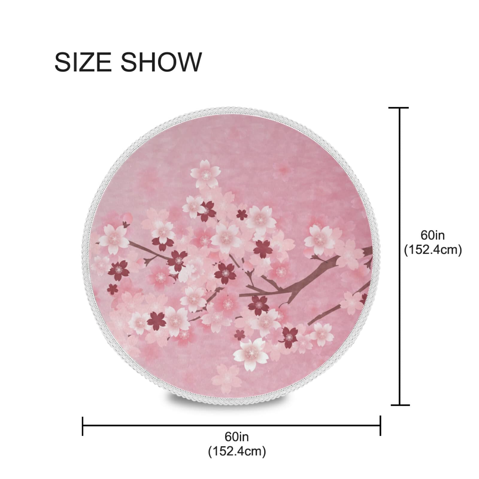 ALAZA 60 Inch Round Pink Cherry Blossom Floral Tablecloth - Washable Polyester Lace Table Cover for Kitchen, Dining, Party & Picnic Decor | Perfect for Spring Celebrations & Outdoor Gatherings