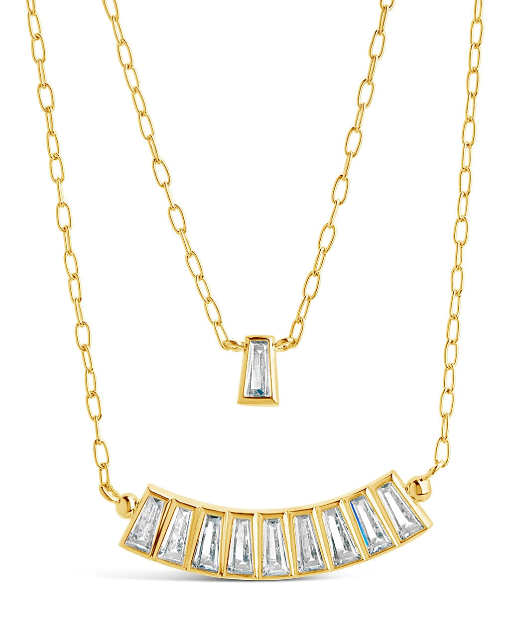 Lillian CZ Row & Charm Layered Necklace - Elegant Cubic Zirconia Layered Necklace for Women - Perfect for Date Night, Wedding & Special Occasions