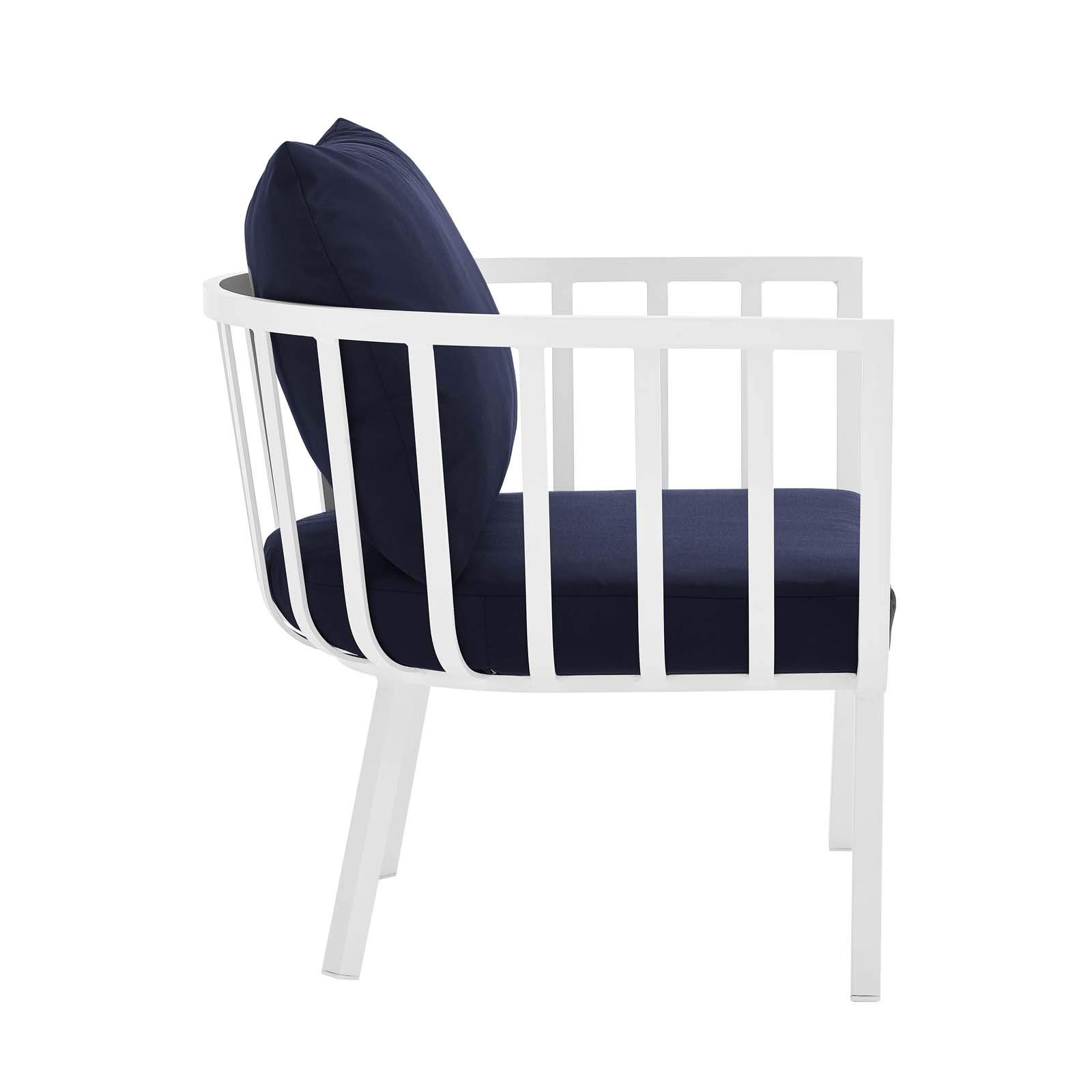 Modway Riverside 4-Piece Outdoor Patio Furniture Set - White & Navy - Perfect for Backyard, Poolside & Garden Relaxation