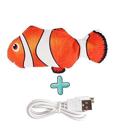 Funny Electric Jumping Toy Fish - USB Powered Cat Toy with Swinging Tail - Clown Fish Design - Perfect for Pet Playtime & Interactive Fun