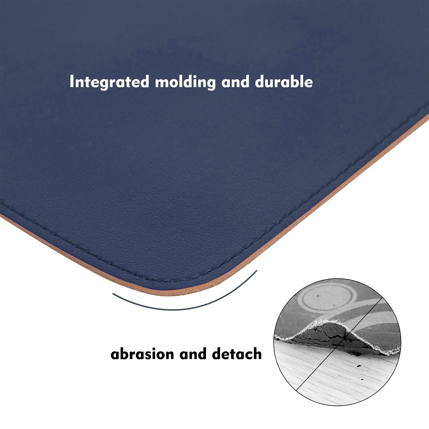 Premium Double-Sided Leather & Wood Mouse Pad with Stitched Edges - Non-Slip Desk Mat for Laptop, PC & Office Use (8x11 Inch, Blue) - Perfect for Home Office, Gaming & Workspace Setup