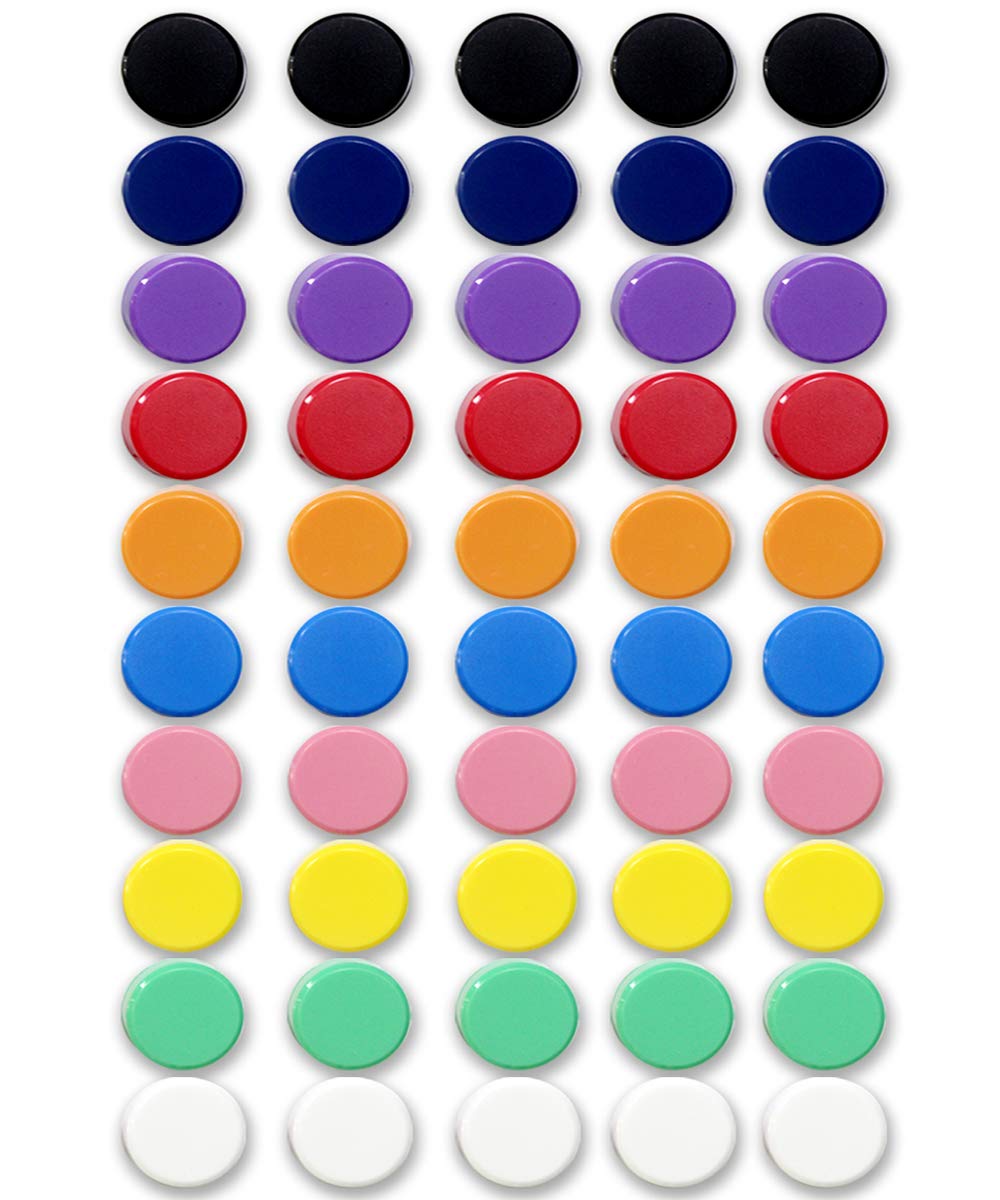 Qualsen 50-Pack Round Office Magnets - Strong Refrigerator, Whiteboard & Locker Magnets (Plain White) - Perfect for Home, Office & Classroom Organization