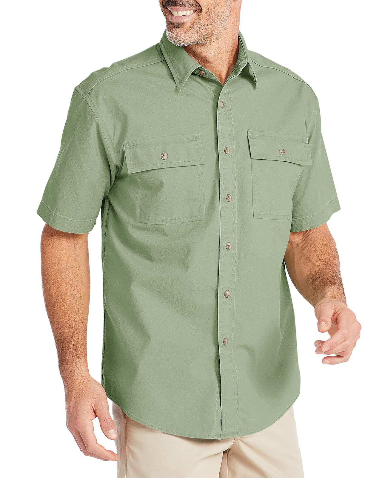 Men's Short Sleeve Button Down Shirt - Summer Cotton Dress Shirt Regular Fit with Pocket - Casual Work & Beach Wear for Office, Vacation & Outdoor Activities