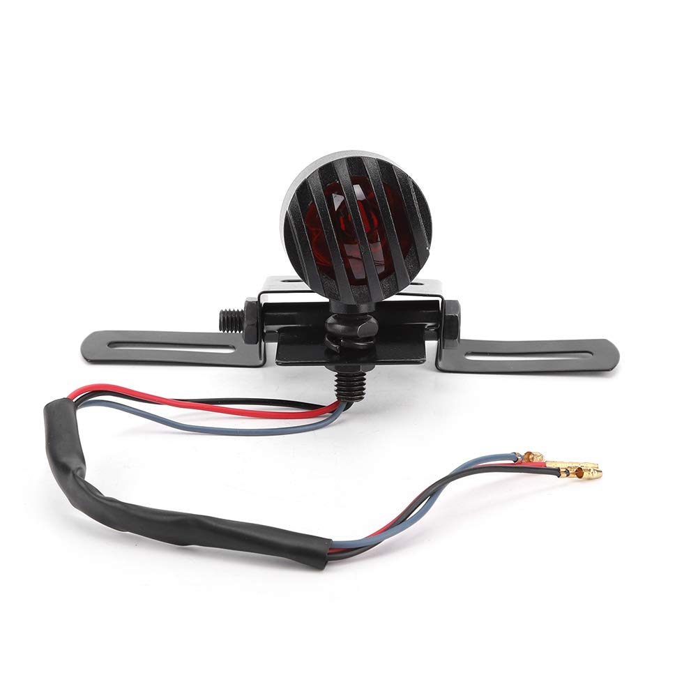 Gorgeri Retro Motorcycle Taillight - Black Metal Brake Light with License Plate for Cruiser Bikes