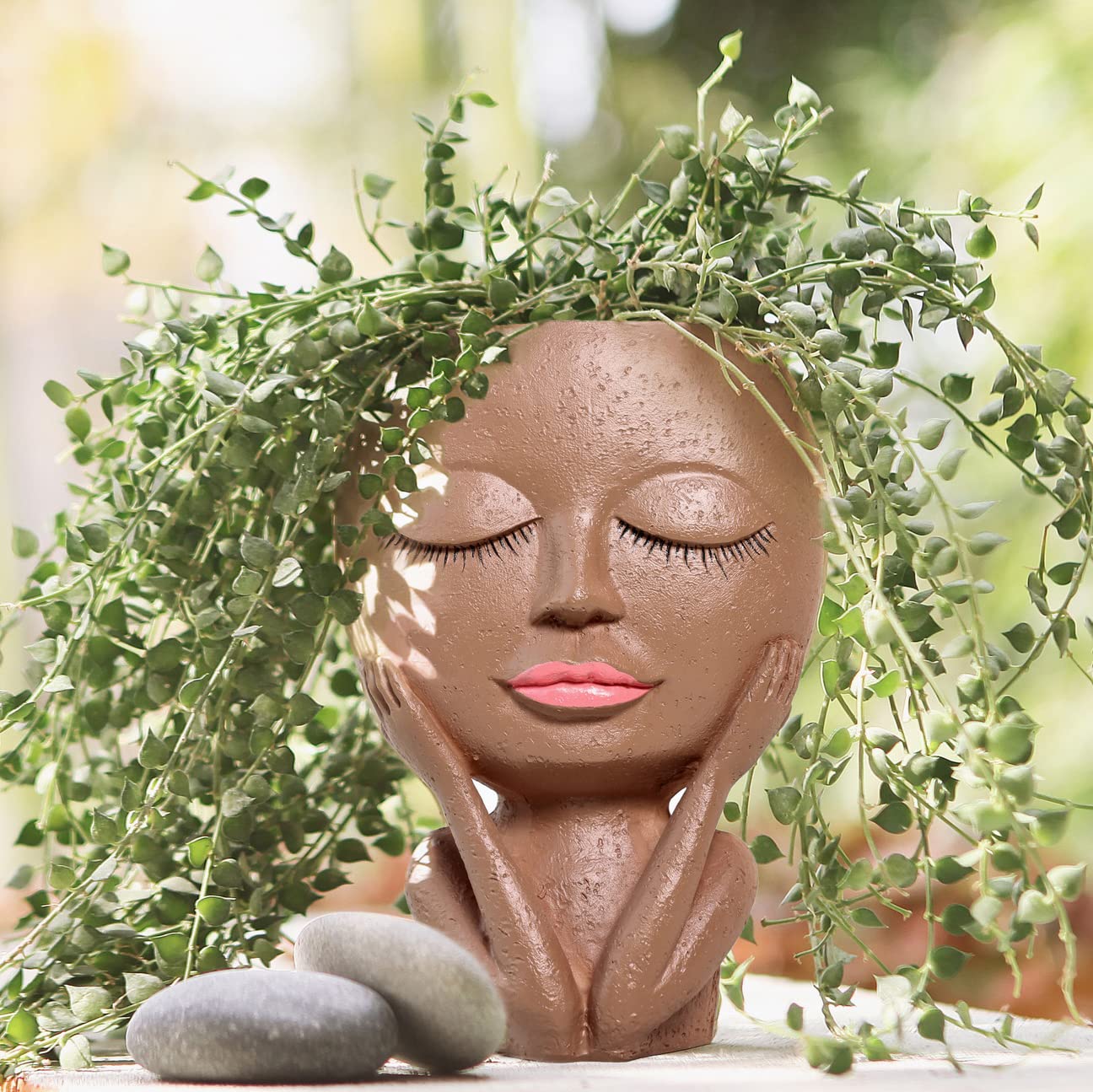 AIMEBBY Cute Resin Face Flower Pot Head Planter with Drainage Hole - Perfect for Succulents, Cactus & Small Plants - Ideal for Home Decor, Office Desk & Gift Giving