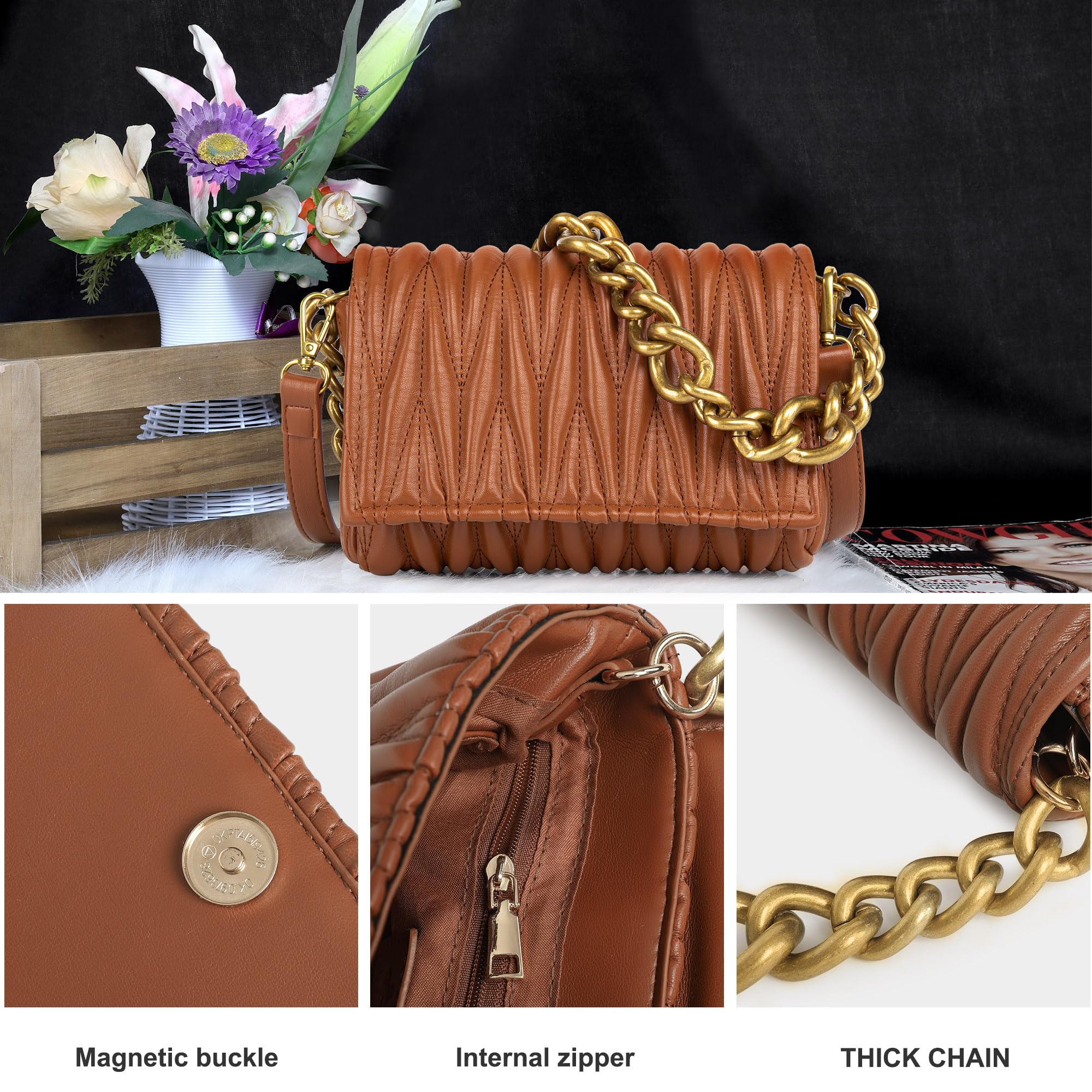 Montana West Quilted Crossbody Bag for Women - Stylish Small Purse with Top Handle - Perfect for Work, Travel & Everyday Use