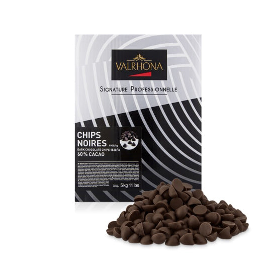 VALRHONA 60% Dark Chocolate Baking Chips - Premium Cocoa for Cookies, Cakes & Desserts - Vegan & Gluten-Free Baking Essential