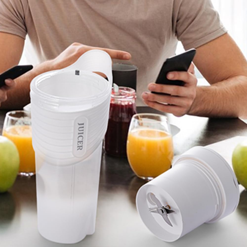 Portable Blender 460ml - 4000mAh USB-C Rechargeable Personal Blender for Smoothies, Shakes & Juices - 6 Stainless Steel Blades, 22000 RPM - Perfect for Travel, Gym, Office & Home Use (White)