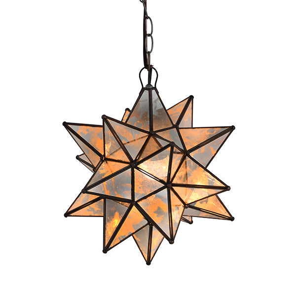 15-Light Antique Mirror Star Chandelier - Vintage Crystal Ceiling Light Fixture for Dining Room, Bedroom, or Entryway Decor