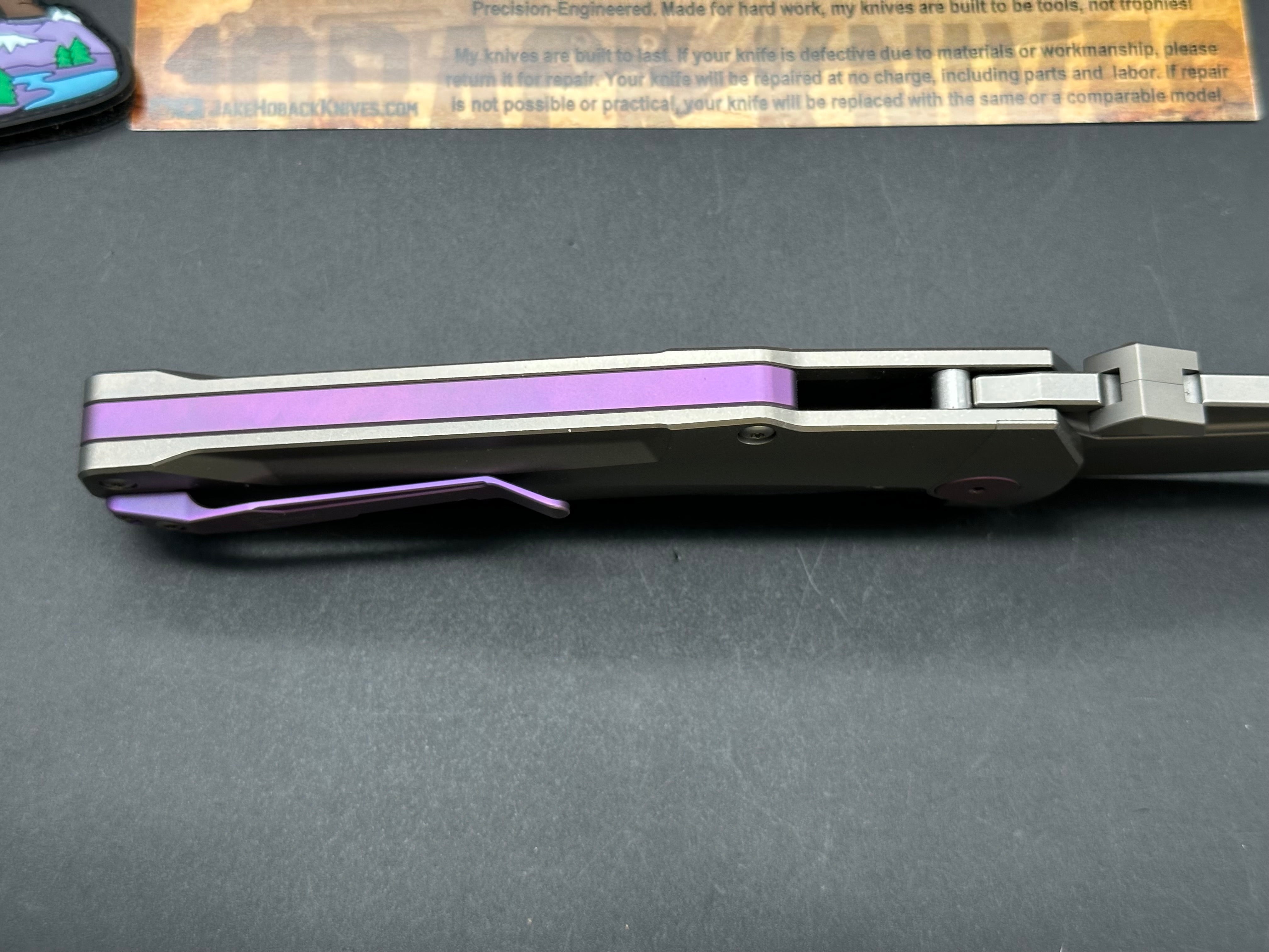 Jake Hoback Summit Frame Lock Folding Knife - Titanium Handle with Purple Accents (4.25