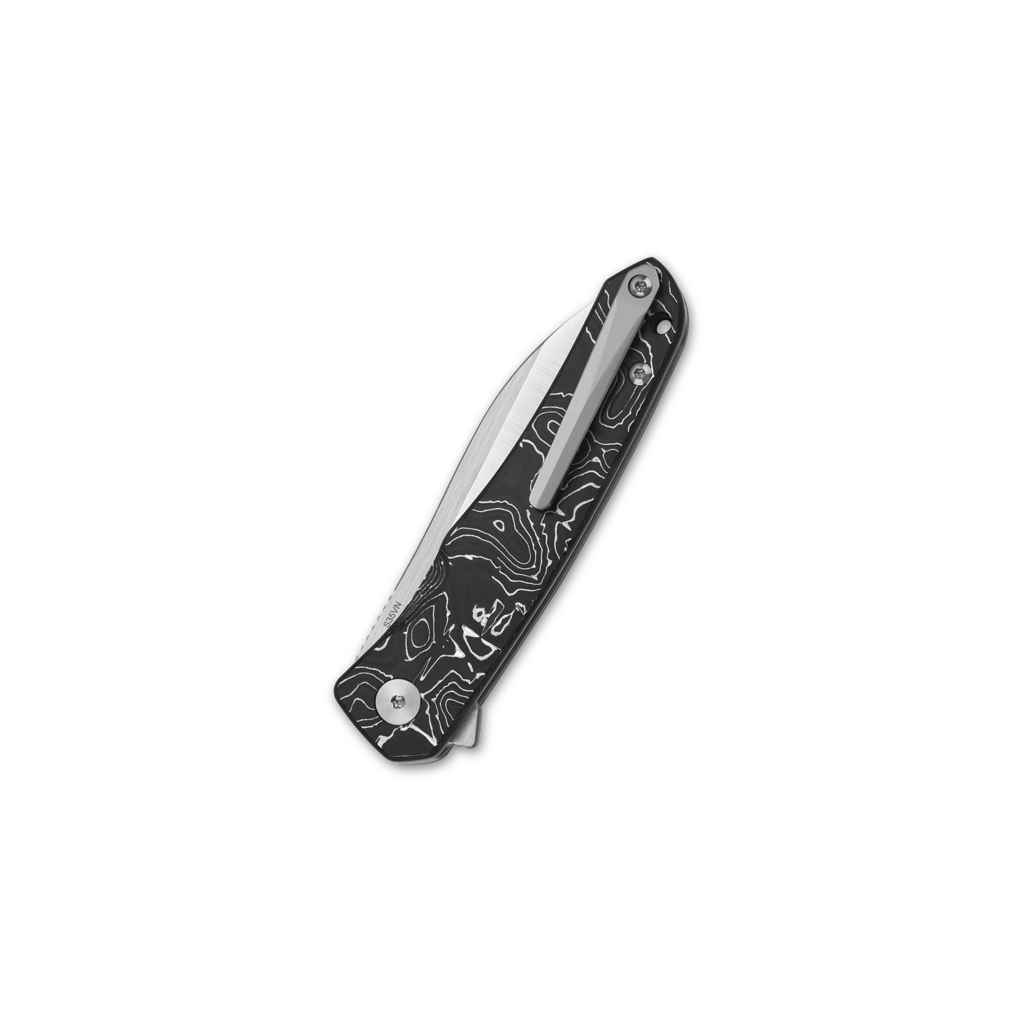 QSP Otter Liner Lock Pocket Knife - S35VN Steel Blade, Aluminum & Carbon Fiber Handle - EDC, Camping, Hiking, Outdoor Survival Gear