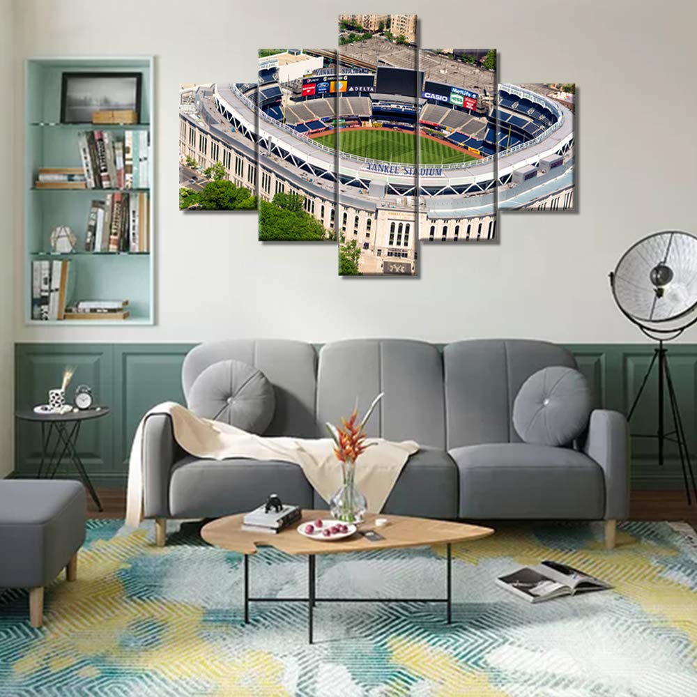 5-Piece Baseball Stadium Canvas Wall Art - New York Ballpark Paintings, Framed & Ready to Hang (60