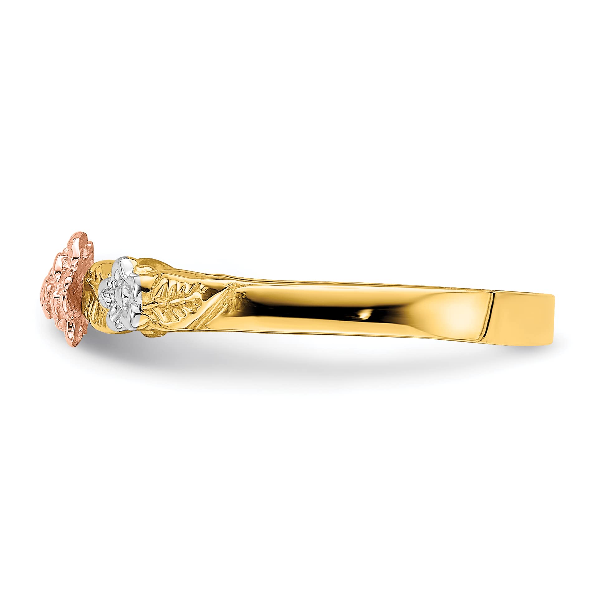 14K Two-Tone Gold and White Rhodium Floral Ring - Size 7.0 | Elegant Flower Design Jewelry for Women, Perfect for Weddings, Anniversaries and Special Occasions