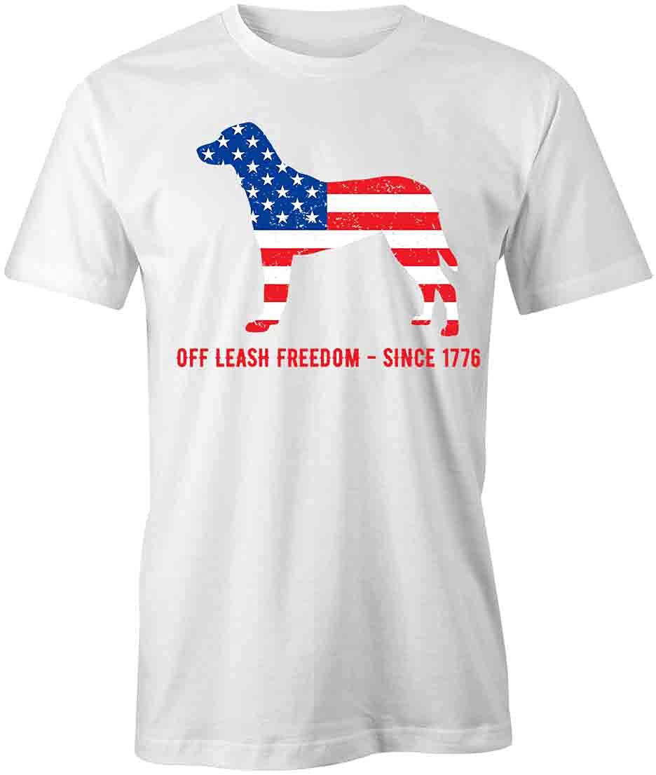 Off Leash Freedom Graphic T-Shirt - Soft Cotton Printed Tee for Men & Women | White Casual Shirt for Dog Lovers, Outdoor Adventures & Everyday Wear