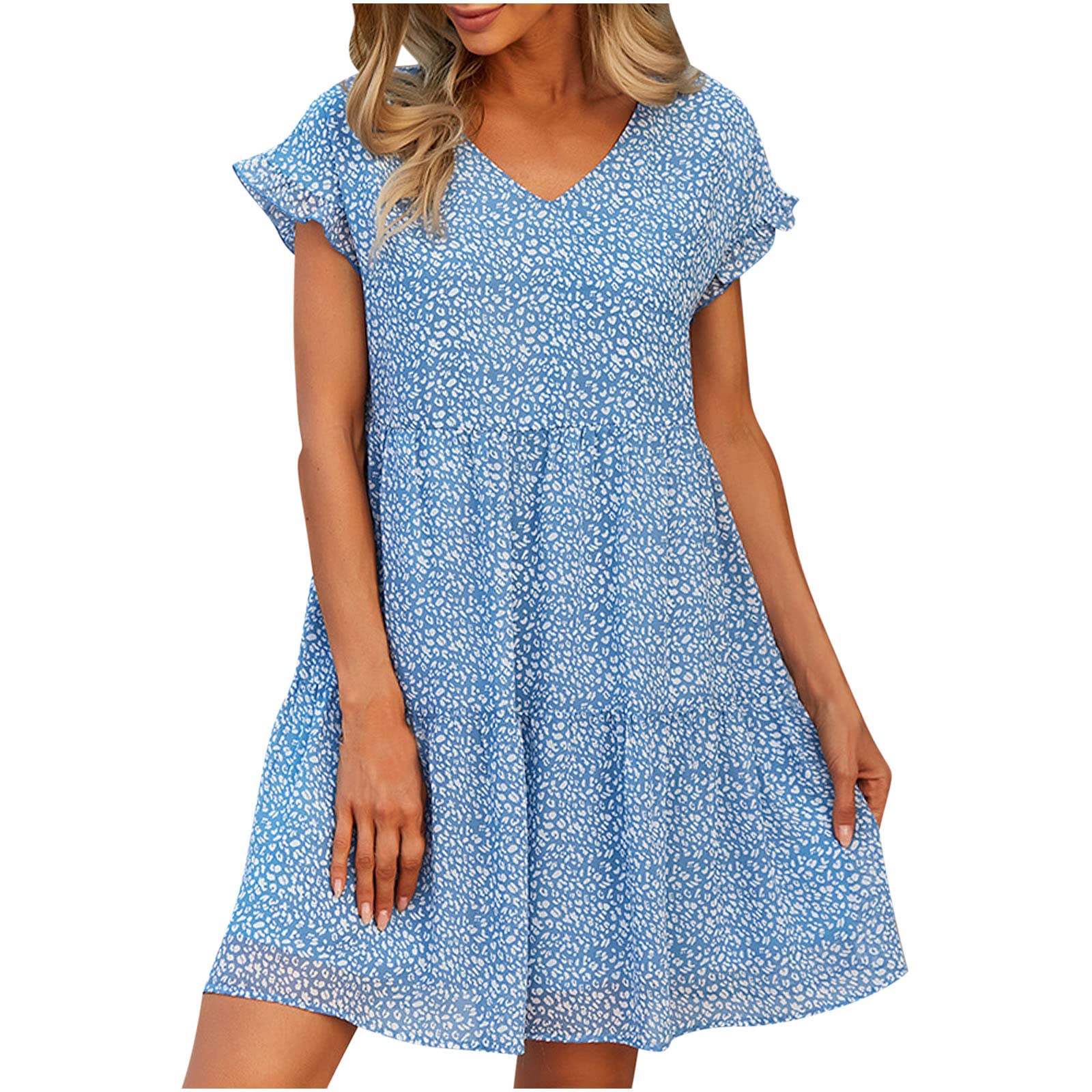 Boho Floral Peplum Swim Dress for Women - Chiffon Long Swimwear Cover Up - Beach Vacation, Pool Party & Summer Outfit 2022 Fashion A9