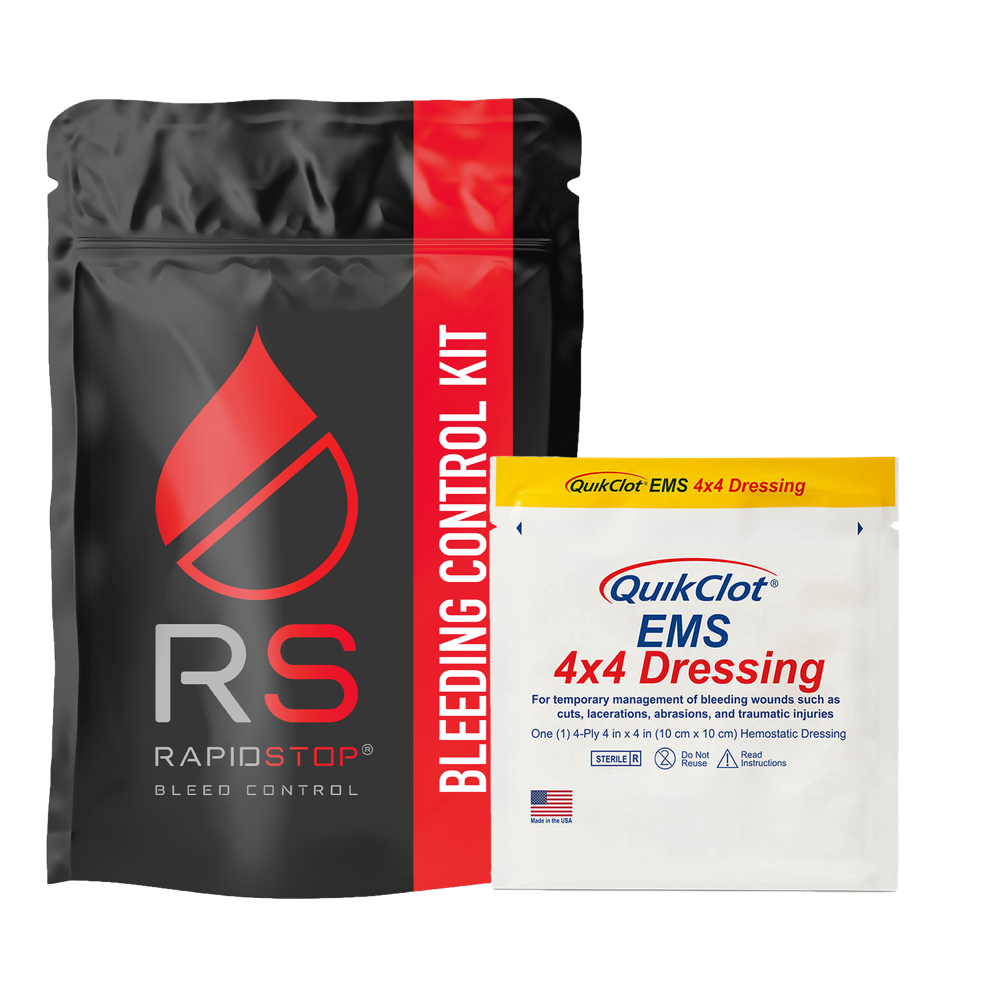 RAPIDSTOP Trauma First Aid Kit - Emergency Bleeding Control Kit with EMS Dressing in Durable Plastic Pouch | Perfect for First Responders, EMTs, and Outdoor Emergency Preparedness