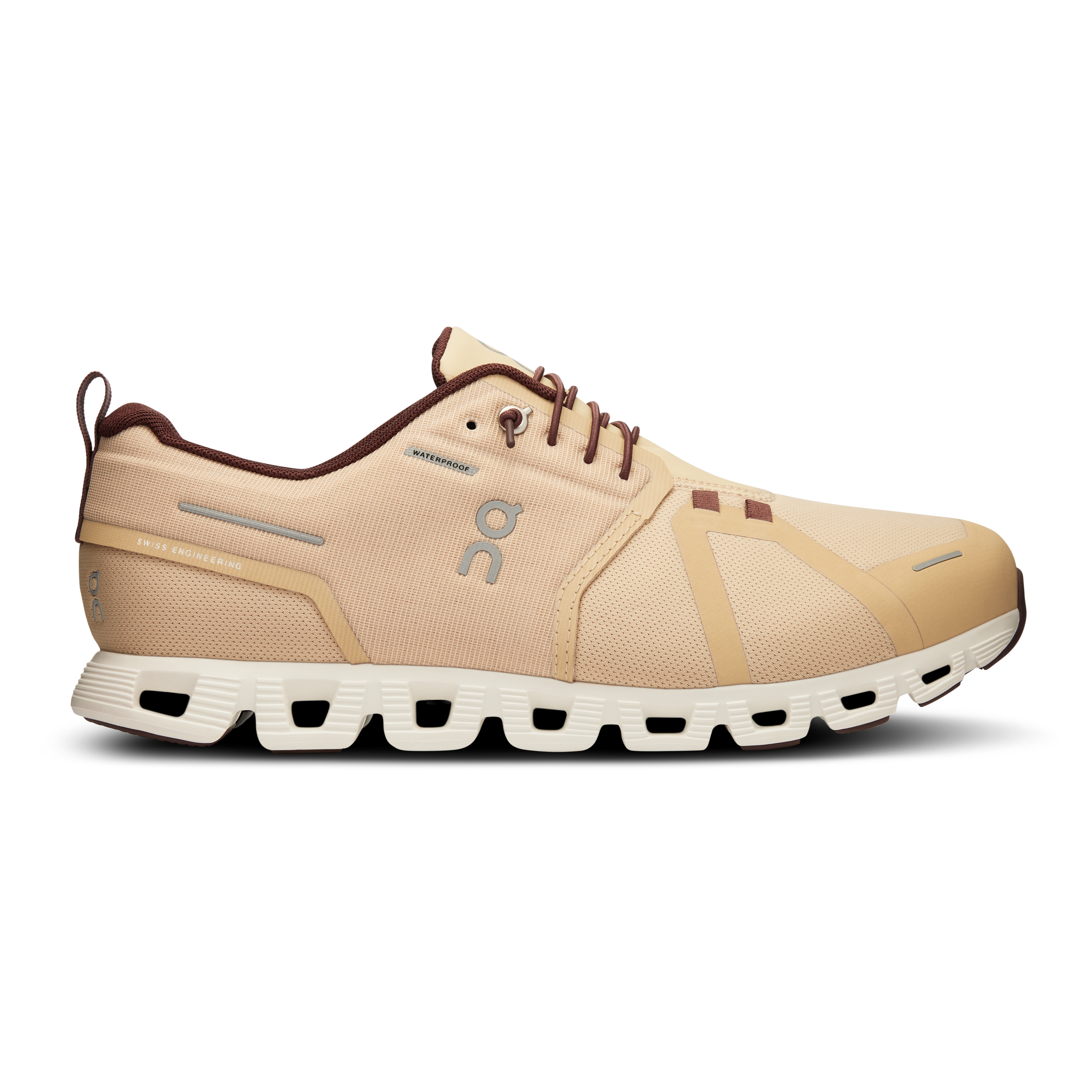 On Running Men's Cloud 5 Waterproof Running Shoes - Lightweight & Breathable Trail Sneakers for Men (Savannah/Ivory) - Perfect for Hiking, Jogging & Outdoor Activities