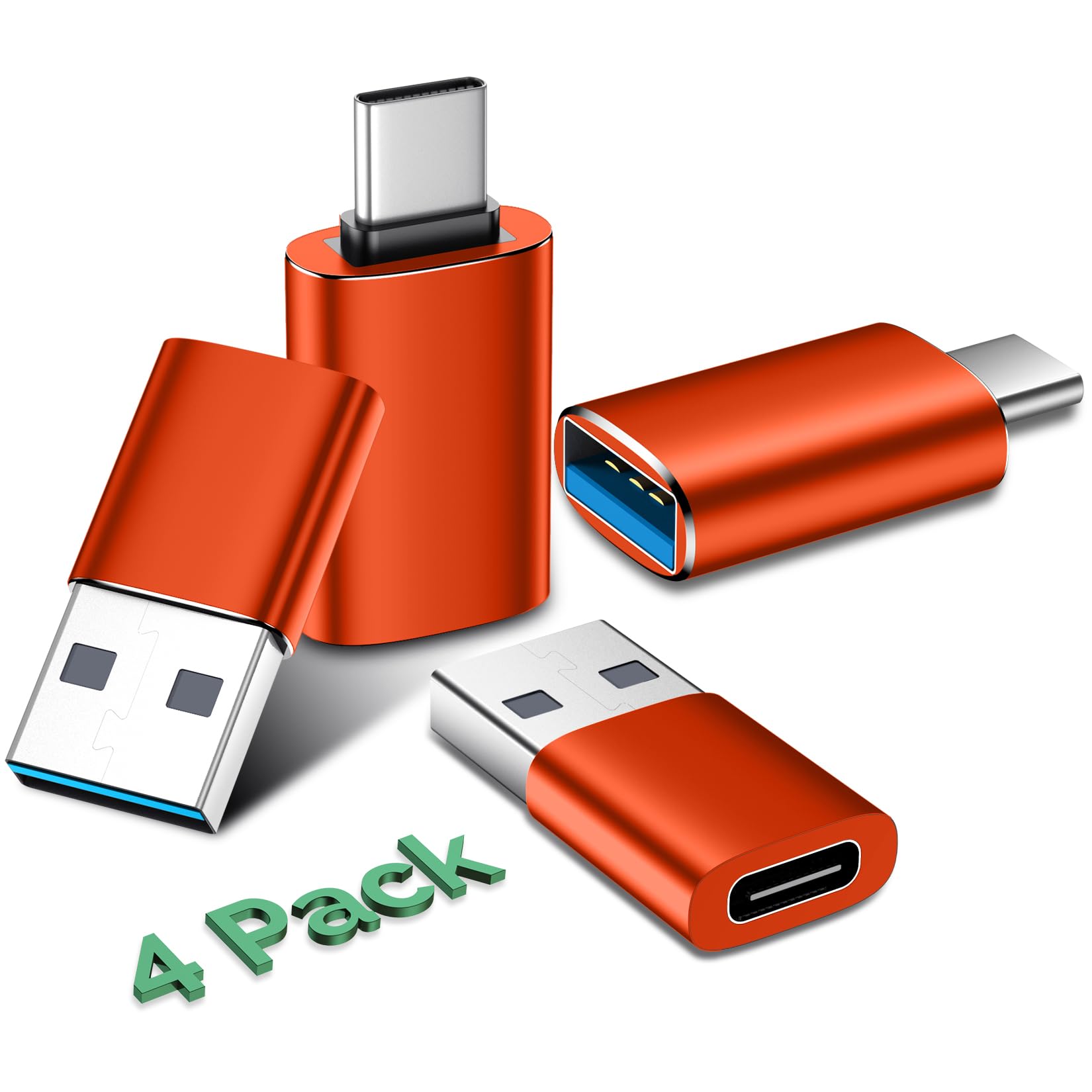 USB C to USB 3.0 Adapter, USB Male to USB C Female OTG Converter - Compatible with iPhone 16/15/14/13 Plus/Pro/Max, Apple Watch, AirPods, Samsung Galaxy S24 Ultra - Orange Color | Perfect for Charging, Data Transfer & Connecting Devices On-The-Go
