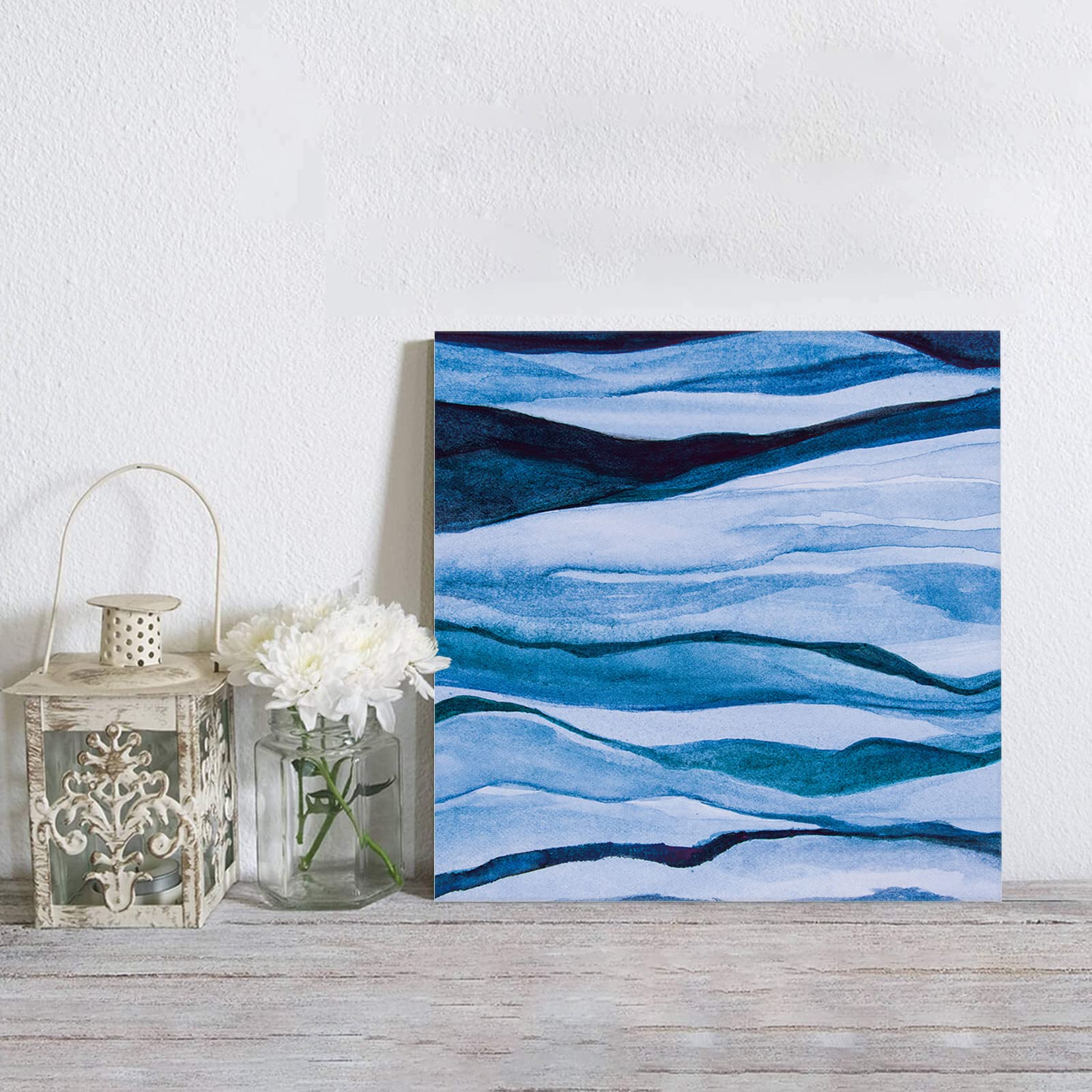 Abstract Blue Liquid Watercolor Canvas Wall Art - Modern Framed Painting Prints for Home Decor | Perfect for Living Room, Bedroom, Kitchen & Bathroom | Ready-to-Hang Stretched Canvas Artwork