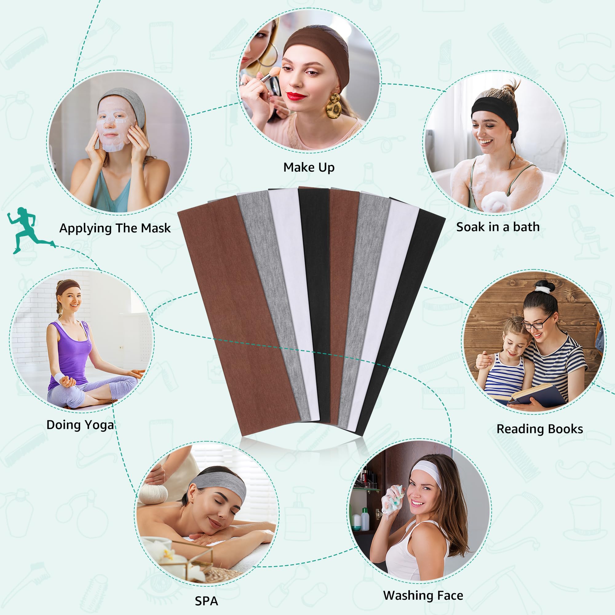 Non-Slip Headbands for Women - Soft Stretchy Cotton Sports Hair Bands for Yoga, Running & Outdoor Activities - Comfortable Workout Headwear for Active Lifestyles