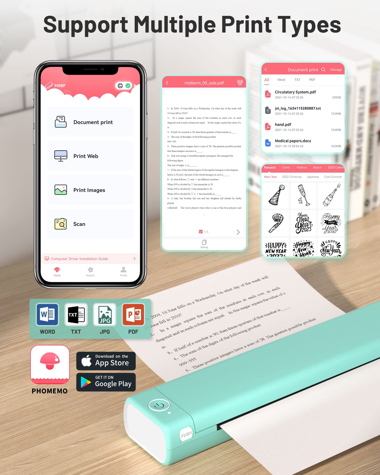 Itari Inkless Thermal Printer - Portable A4 Bluetooth & USB Wireless Printer for Smartphones, Tablets & Laptops | Home Office, Travel & Business Printing Solution for Receipts, Labels & Documents | Perfect for On-the-Go Printing, Retail Receipts & Shipping Labels