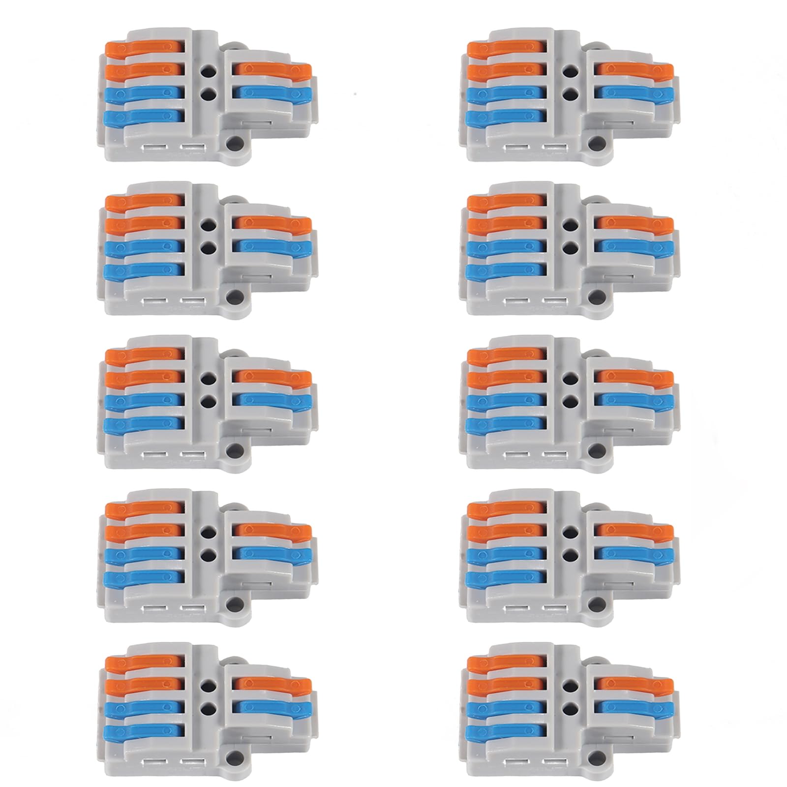 10PCS Lever Wire Connectors 2 in 4 Out - 28-12 AWG Quick Connect Electrical Splice Connectors for Home Wiring, Automotive & DIY Electrical Projects - Secure Inline Wire Splices for Reliable Circuit Connections