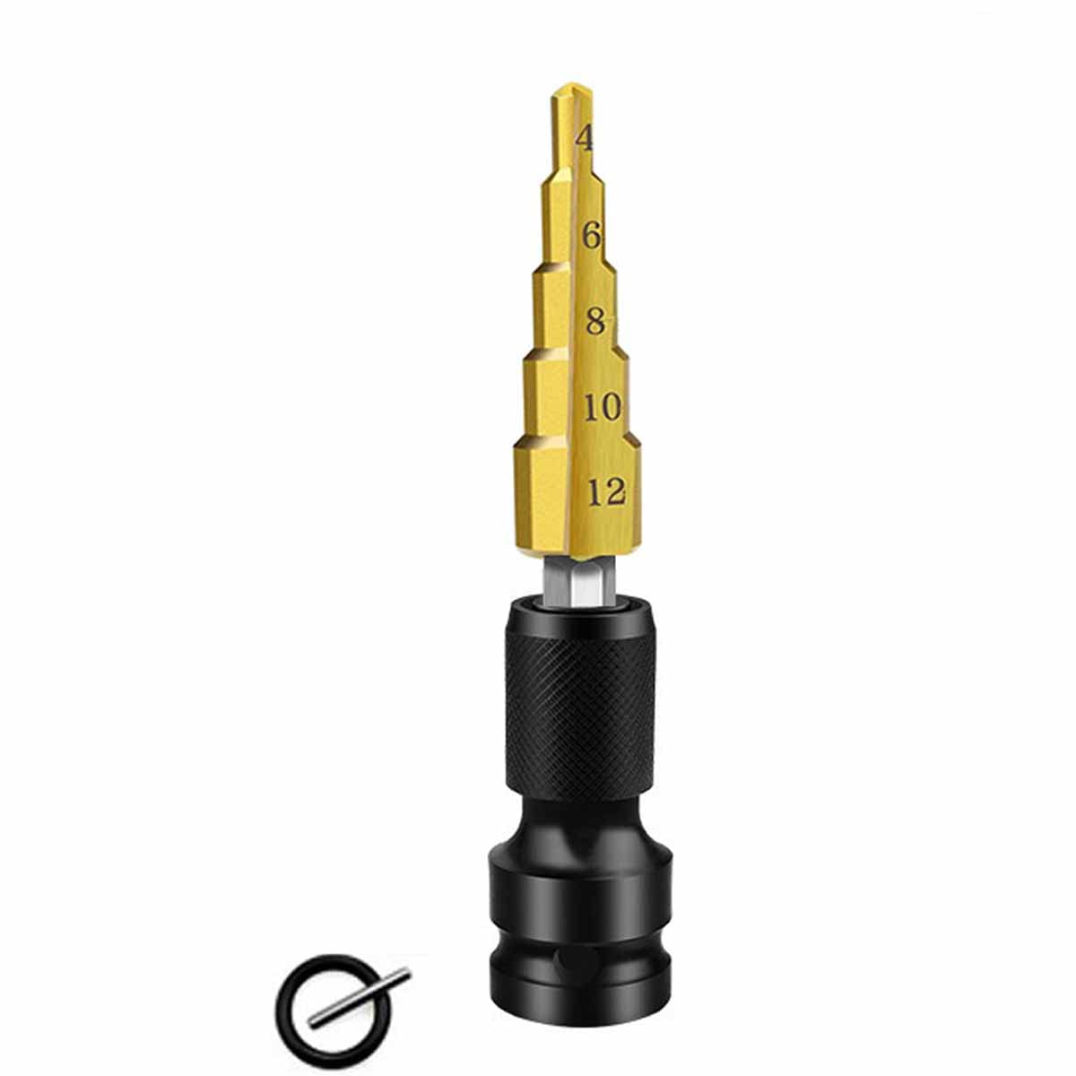 LEISHENT 6.35mm HSS Hex Shank Step Drill Bit Set with Telescopic Sleeve - Titanium Coated Pagoda Drill for Metal, Plastic & Wood - 5-Step Straight Groove Hole Cutter Power Tool Kit - Perfect for DIY Projects, Home Repairs & Metalworking