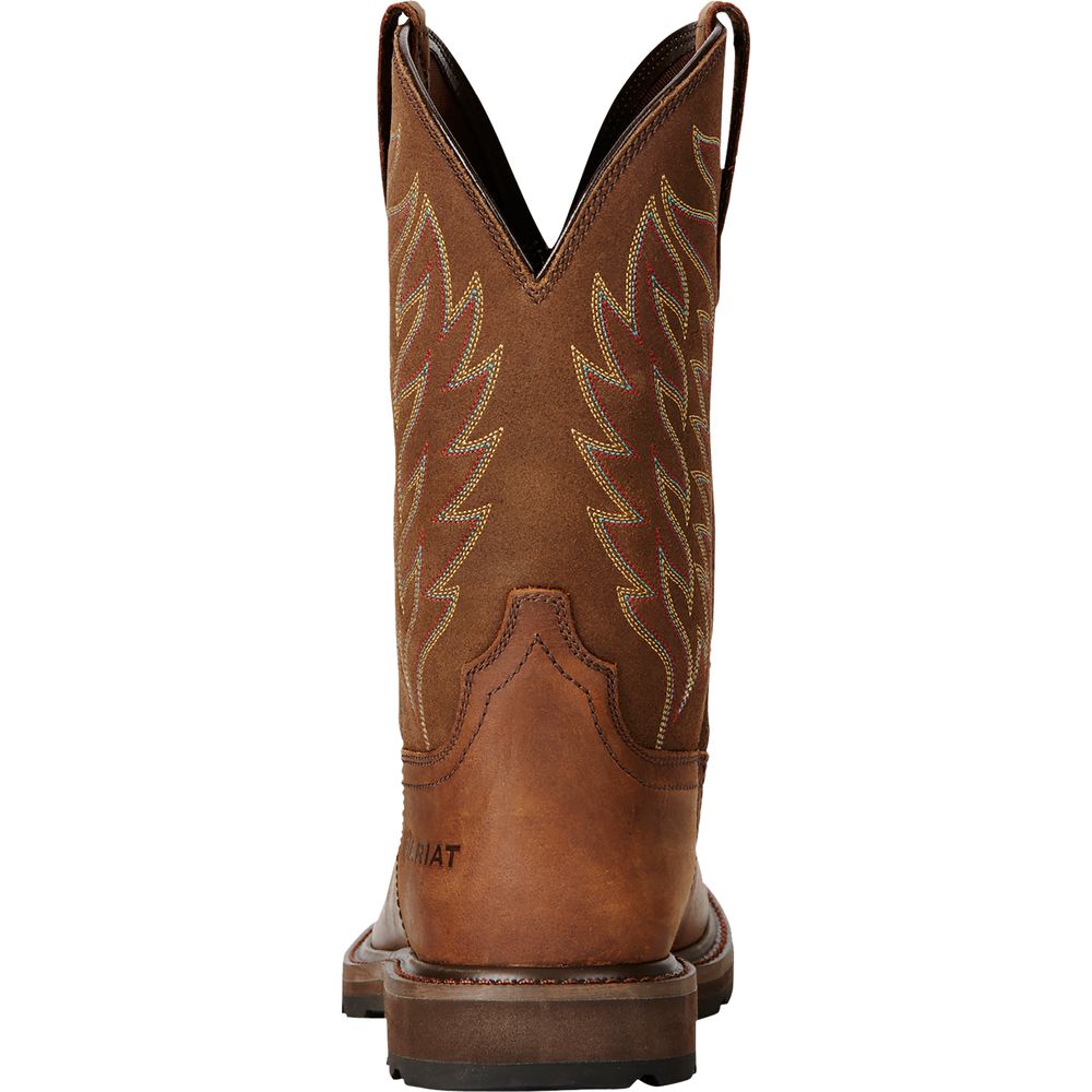 Ariat 10020059 Men's Groundbreaker Wide Square Toe Western Work Boots - Brown, Size 14M - Durable & Comfortable for Ranch Work, Construction & Outdoor Activities
