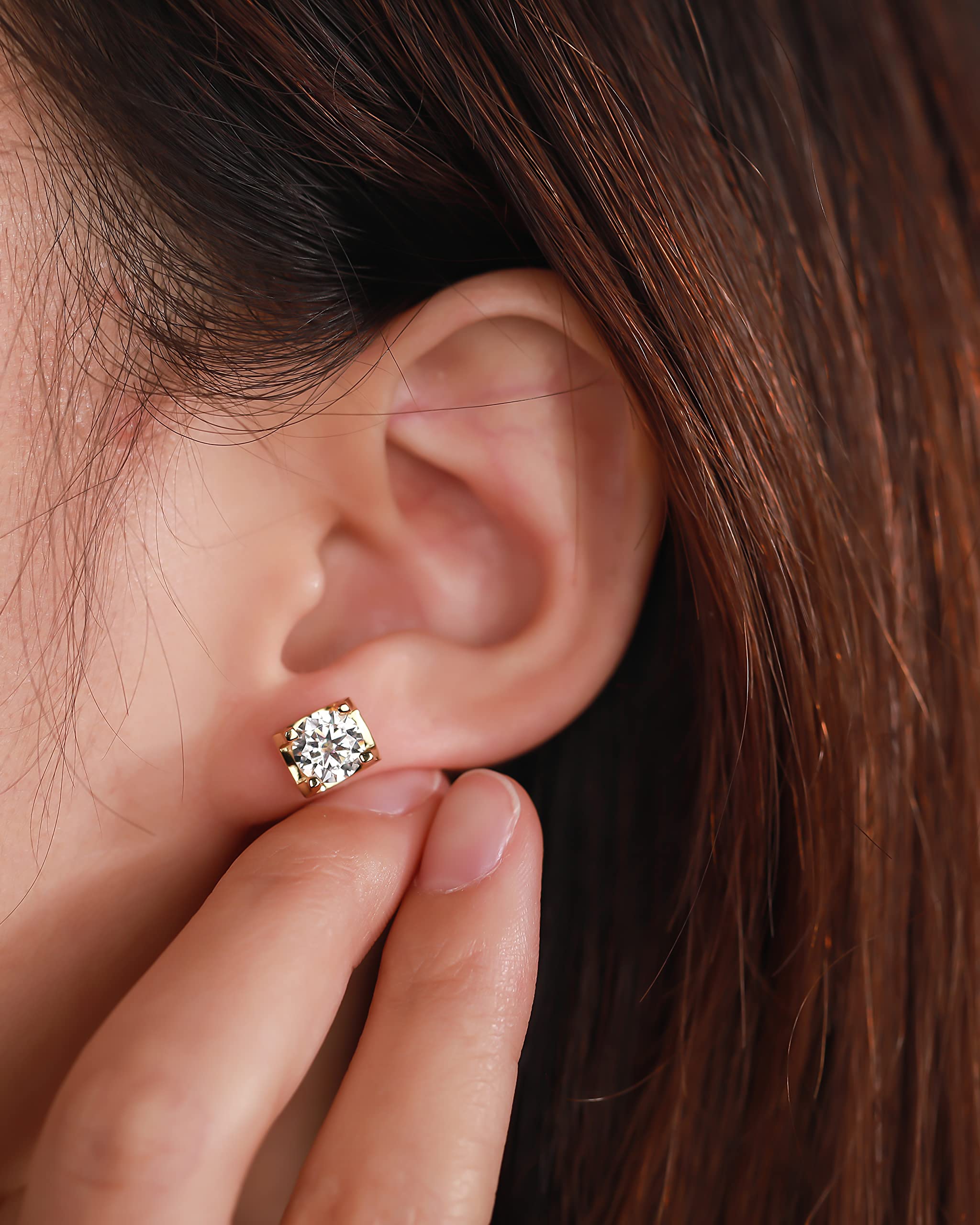 S925 Sterling Silver Moissanite Stud Earrings for Women - 18K Gold Plated Hypoallergenic Earrings, VVS-GH Quality Fine Jewelry Gift for Her - Perfect for Everyday Wear, Parties & Special Occasions