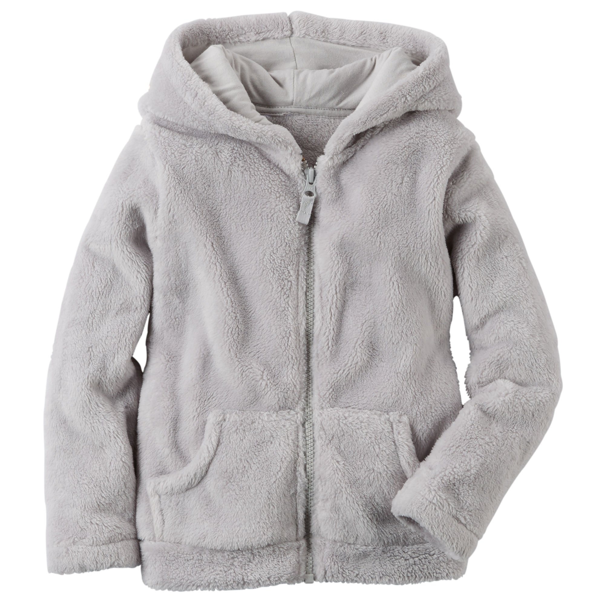 Carter's Little Girls Velboa Bear Hoodie - Soft & Cozy Grey Pullover for Toddlers & Kids | Perfect for Winter, Playdates & Outdoor Adventures