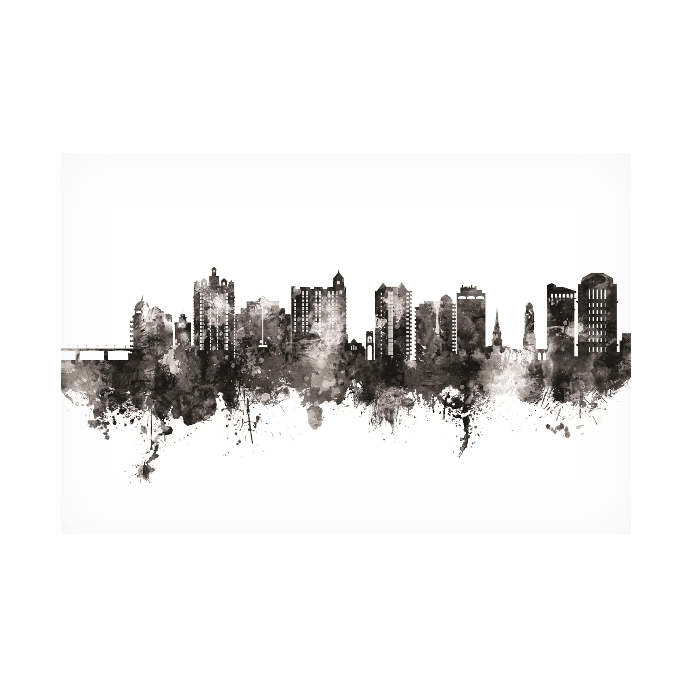 Michael Tompsett Sarasota Florida Skyline Black & White Canvas Art Print - Modern Home & Office Wall Decor for Living Room, Bedroom, or Workspace