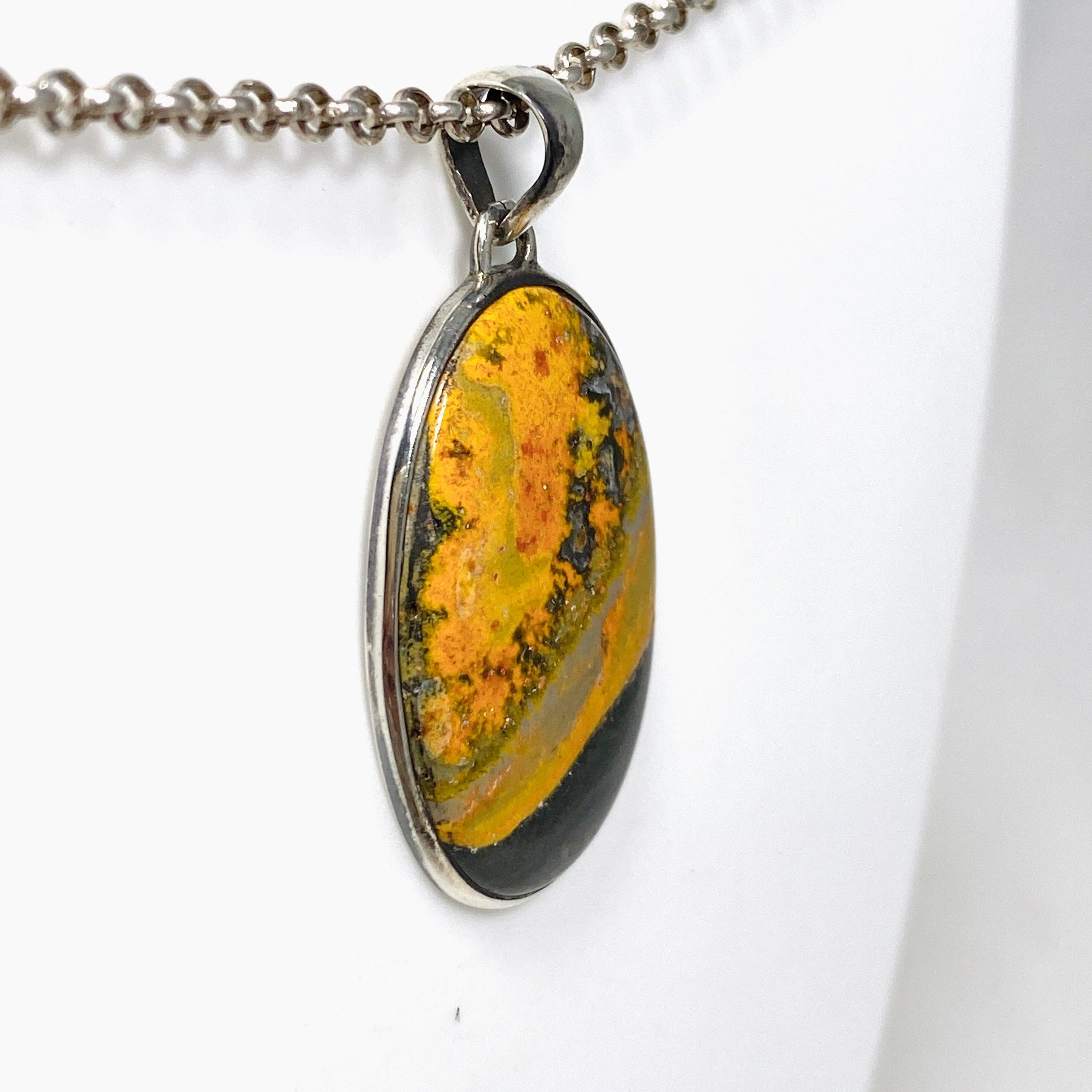 Bumblebee Jasper Oval Pendant - Natural Stone Jewelry for Women - Elegant Necklace for Everyday Wear & Spiritual Healing