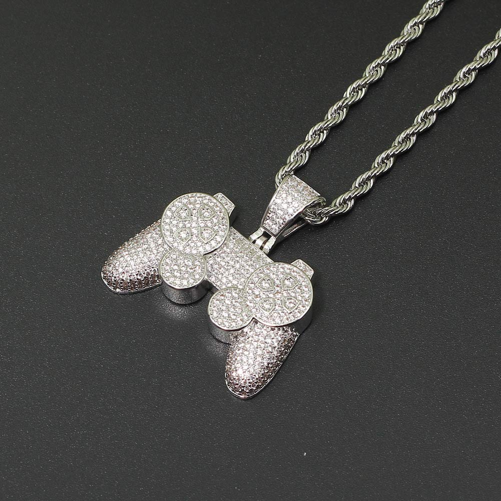 18K Gold Plated Iced Out Pendant Necklace with CZ Simulated Diamonds - Hip Hop Bling Jewelry for Men & Women - Perfect for Parties, Gifts & Streetwear Fashion