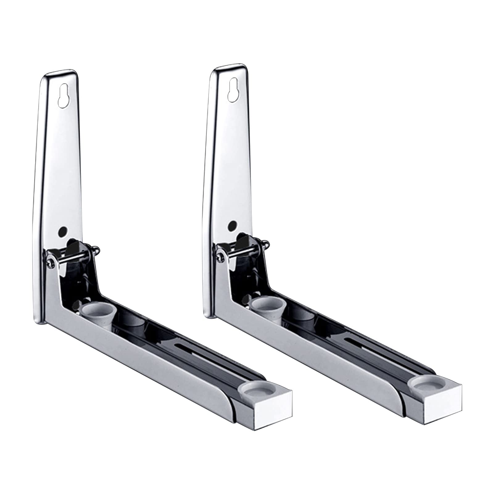 iayokocc Wall Mounted Microwave Bracket - Foldable Stainless Steel Kitchen Shelf & Oven Rack Holder (Silver) | Space-Saving Storage Solution for Small Kitchens & RVs