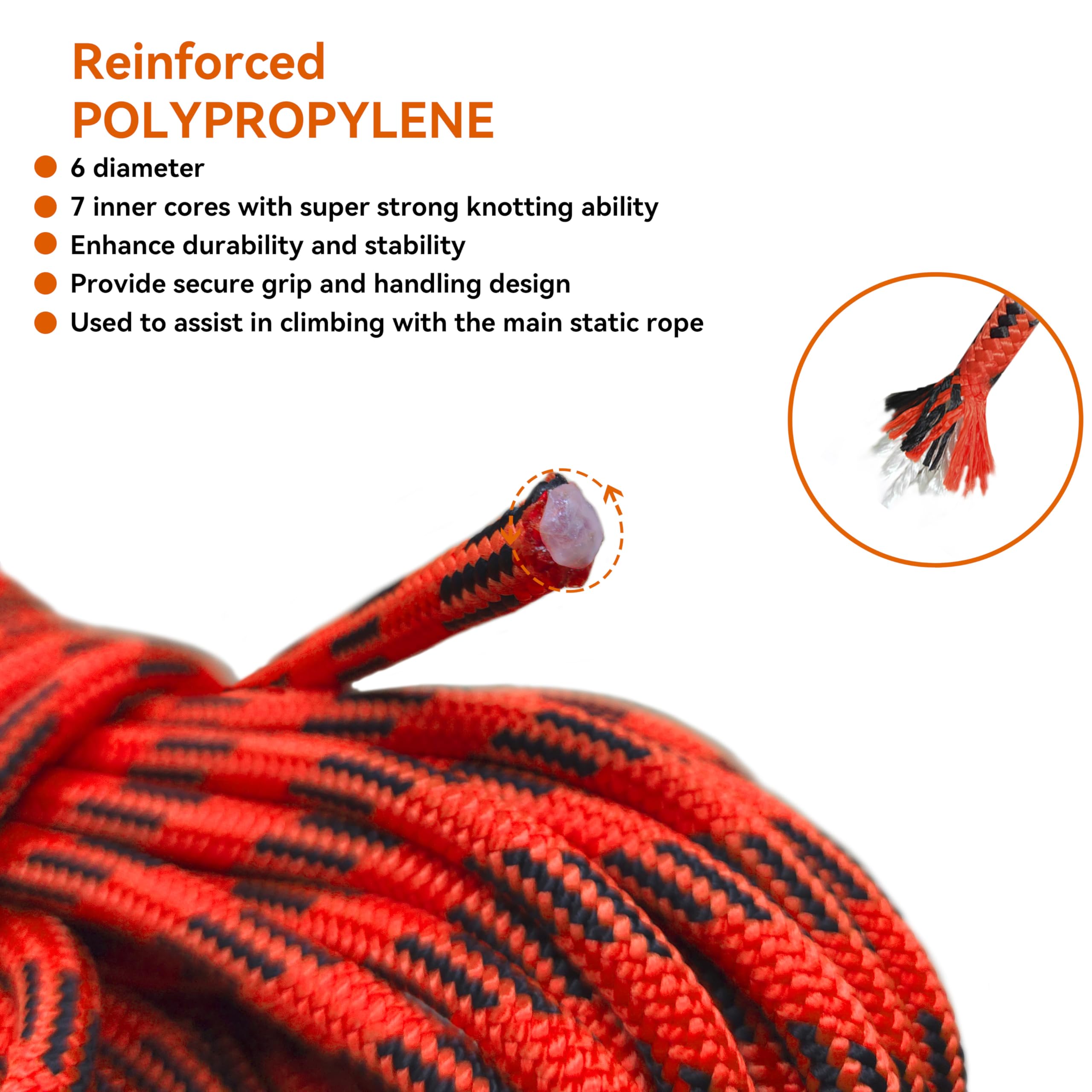 SEAMUS 6mm Prusik Accessory Cord 30M (100ft) - High Tensile Strength Double Braid Nylon Rope for Rock Climbing, Tree Climbing, Canyoneering & Fire Rescue - Durable Outdoor Gear for Mountaineering, Rappelling & Survival Scenarios