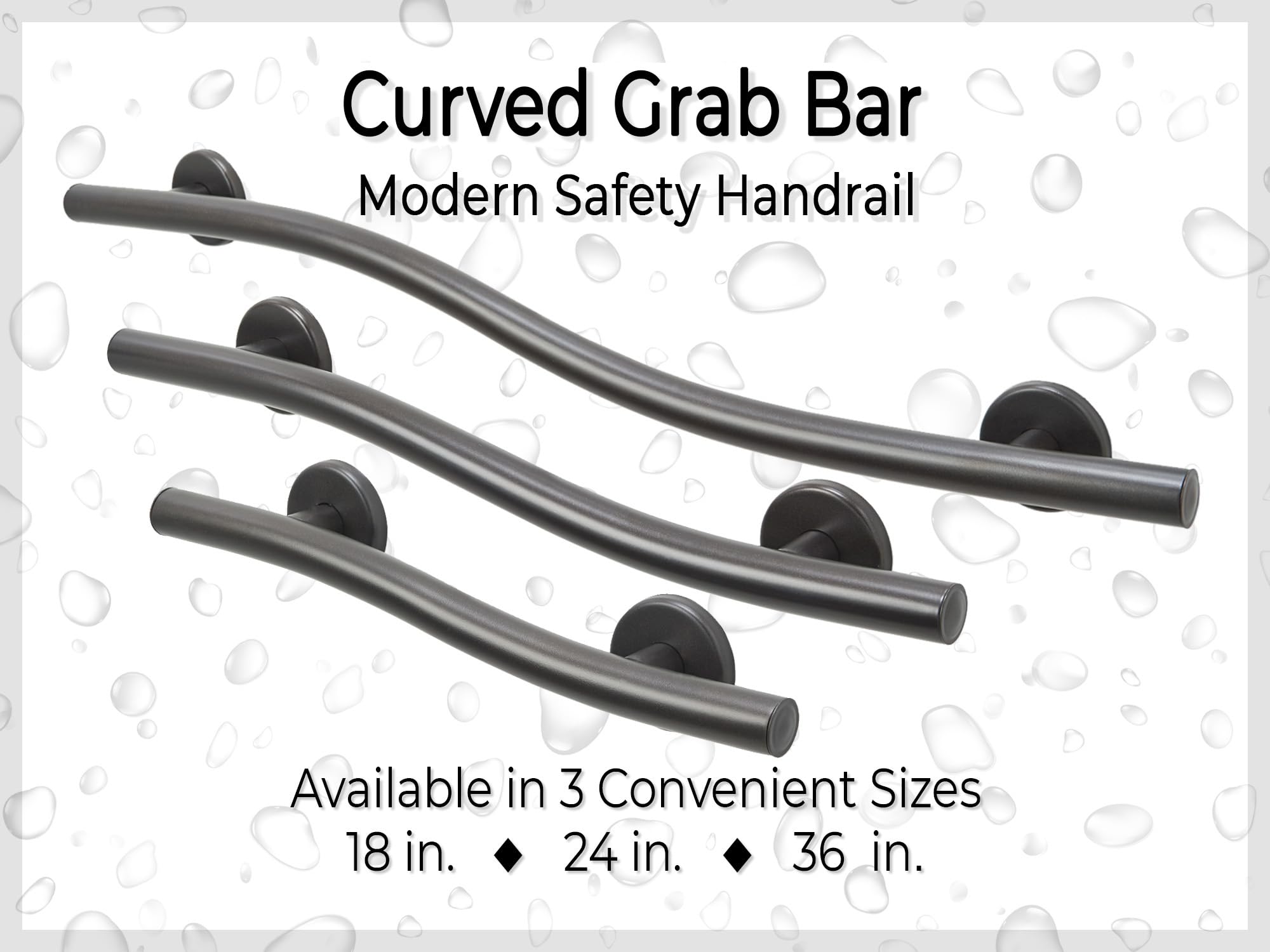 Stainless Steel Wave Grab Bar for Bathroom, Shower & Toilet - 36