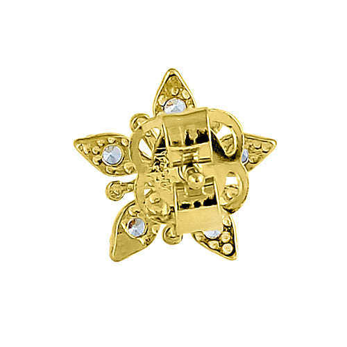 14K Yellow Gold Star Stud Earrings with Clear Round Cubic Zirconia - Perfect for Everyday Wear, Gifts & Special Occasions