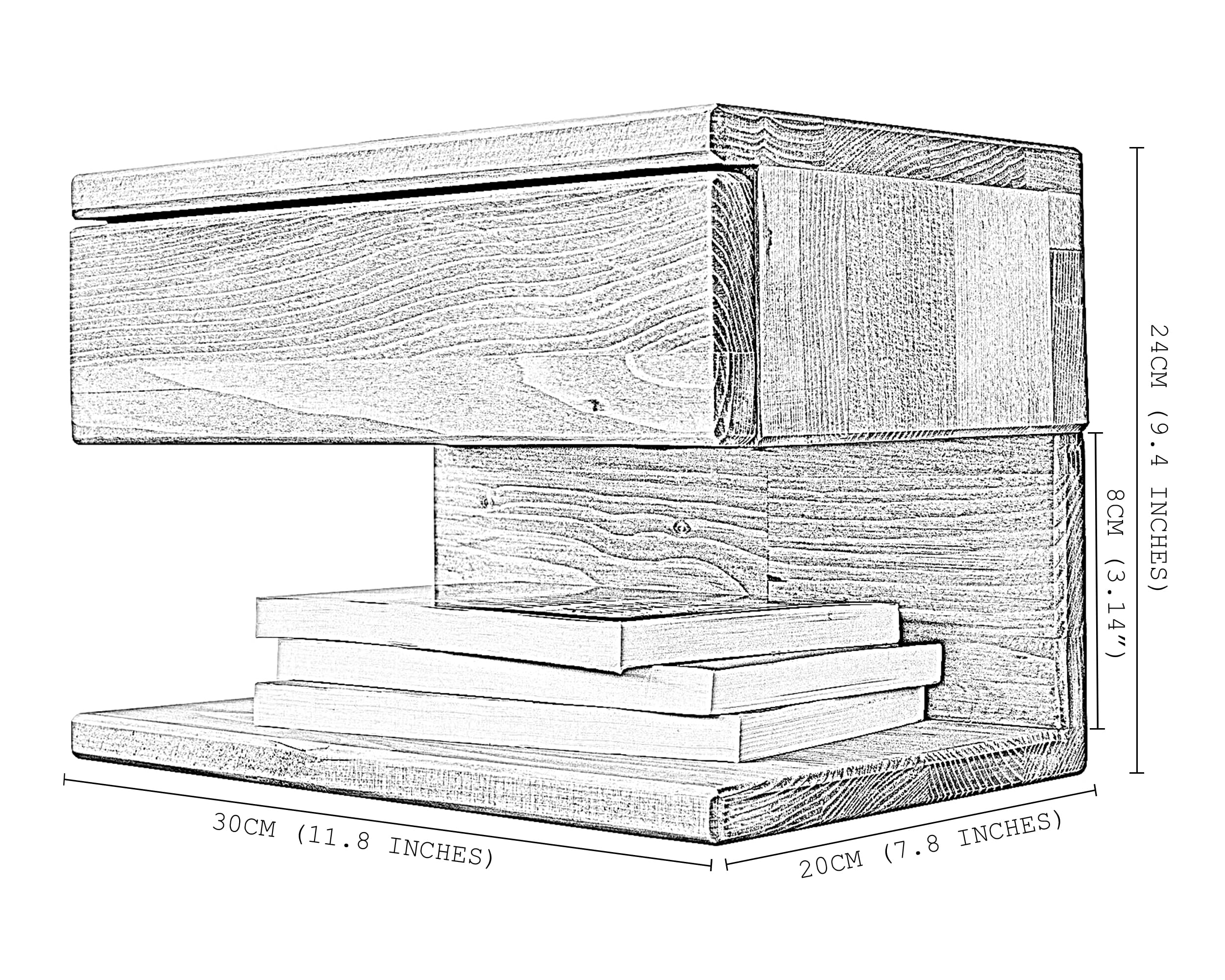 Floating Nightstand with Storage Drawer - Handmade Wood Bedside Shelf, End Table or Accent Table for Small Spaces - Perfect for Apartments, Dorms & Modern Bedrooms (Cape Town Design)