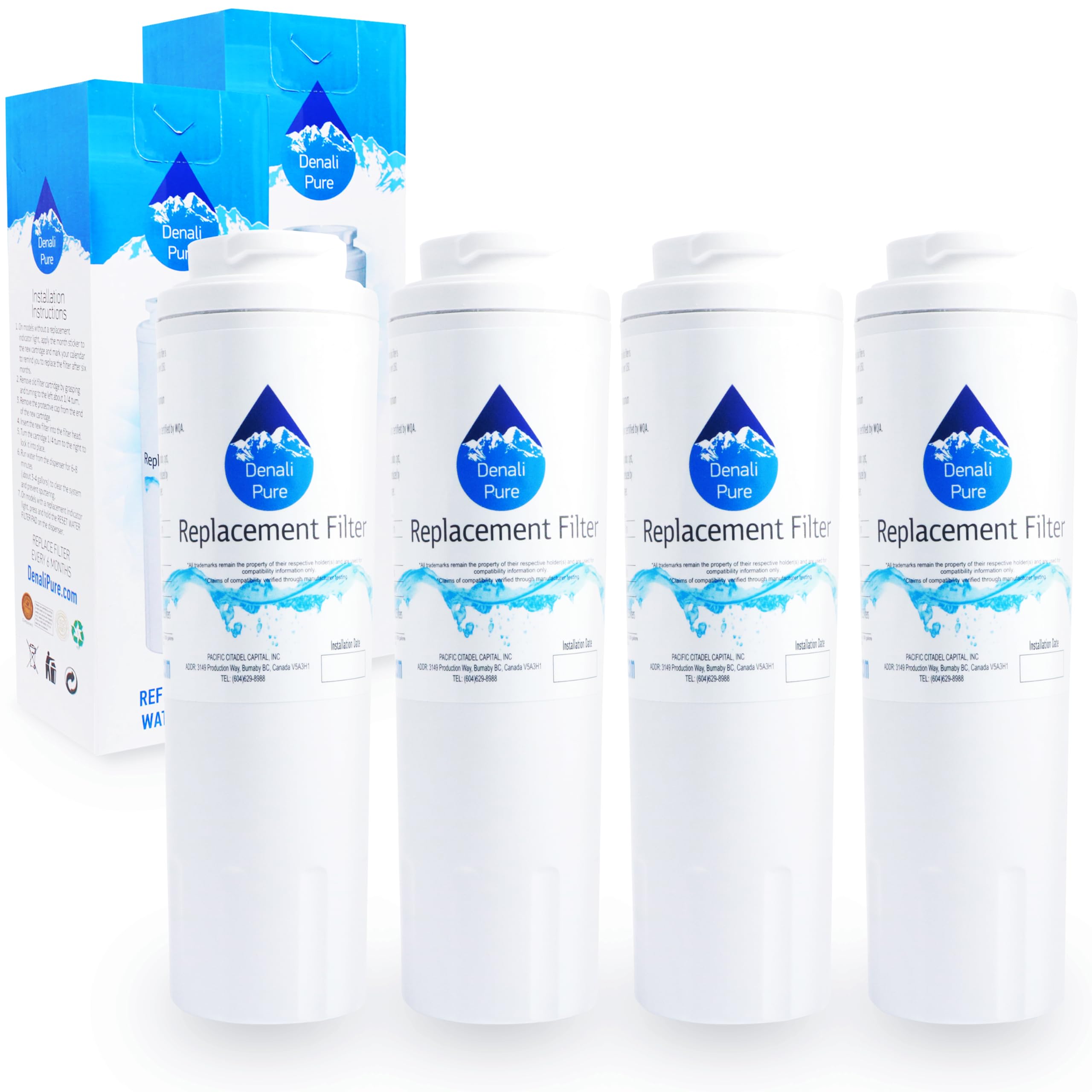 4-Pack KitchenAid KBFA20ERSS Refrigerator Water Filter Replacement - Compatible with KitchenAid 4396395 Fridge Filter Cartridge | Pure Water for Drinking, Ice Making & Cooking