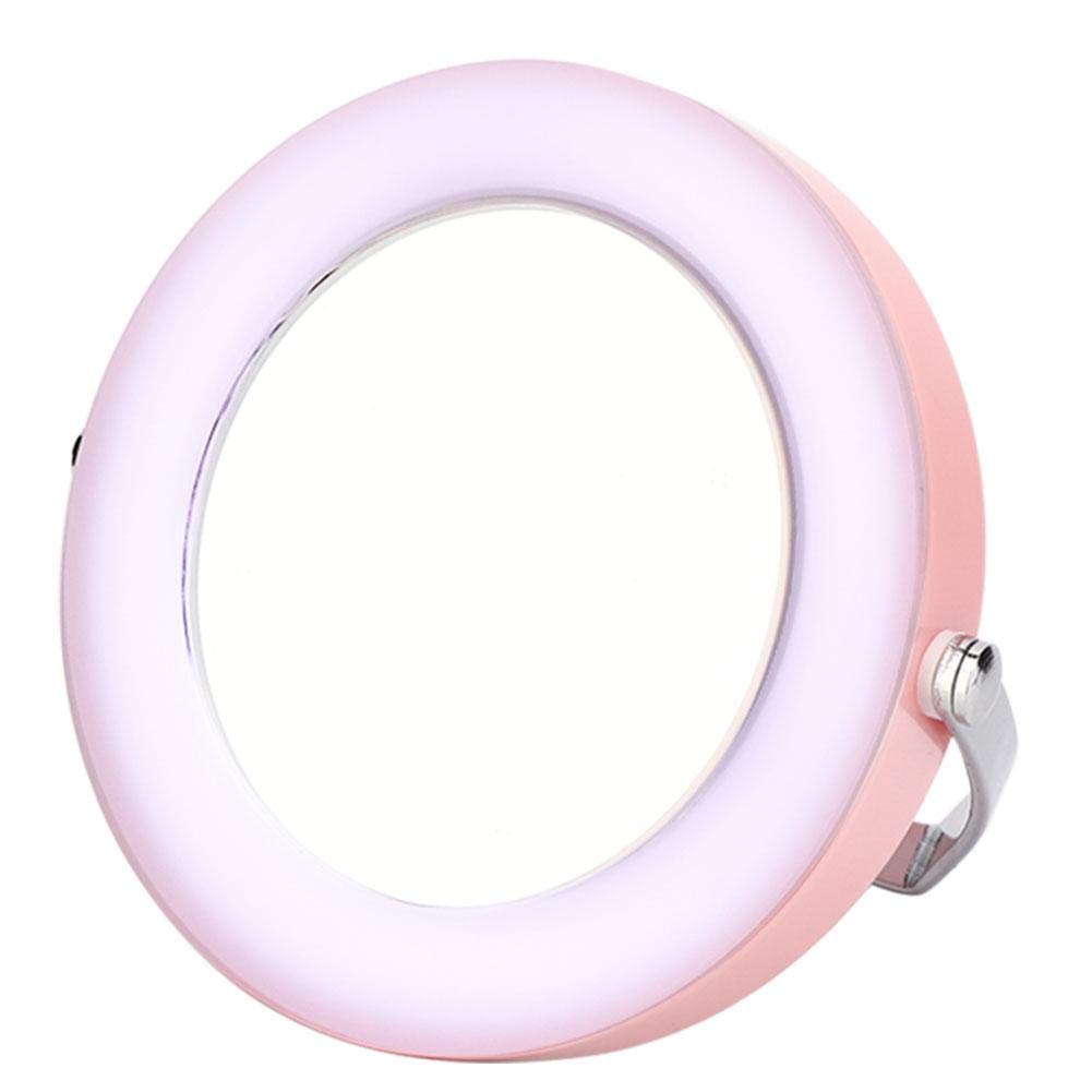 Portable LED Makeup Mirror with 3X Magnifying & 360° Rotation - Mini Desktop Vanity Mirror with Adjustable Lighting for Home, Travel, and Professional Makeup Application