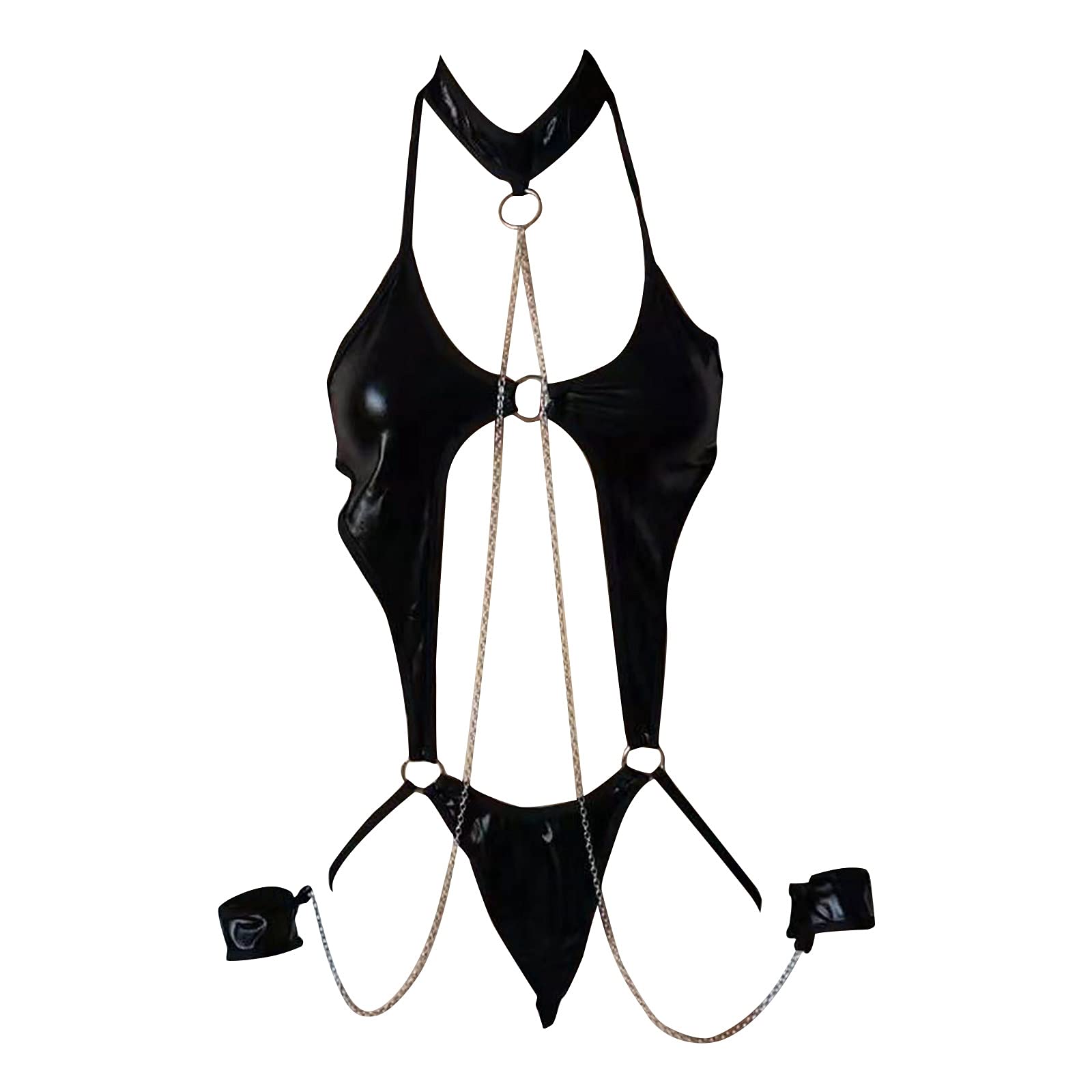 Sexy Women's Leather Lingerie Bodysuit - Slim Fitted One Piece Teddy Leotard for Romantic Nights | Perfect for Valentine's Day, Boudoir Photography & Intimate Moments