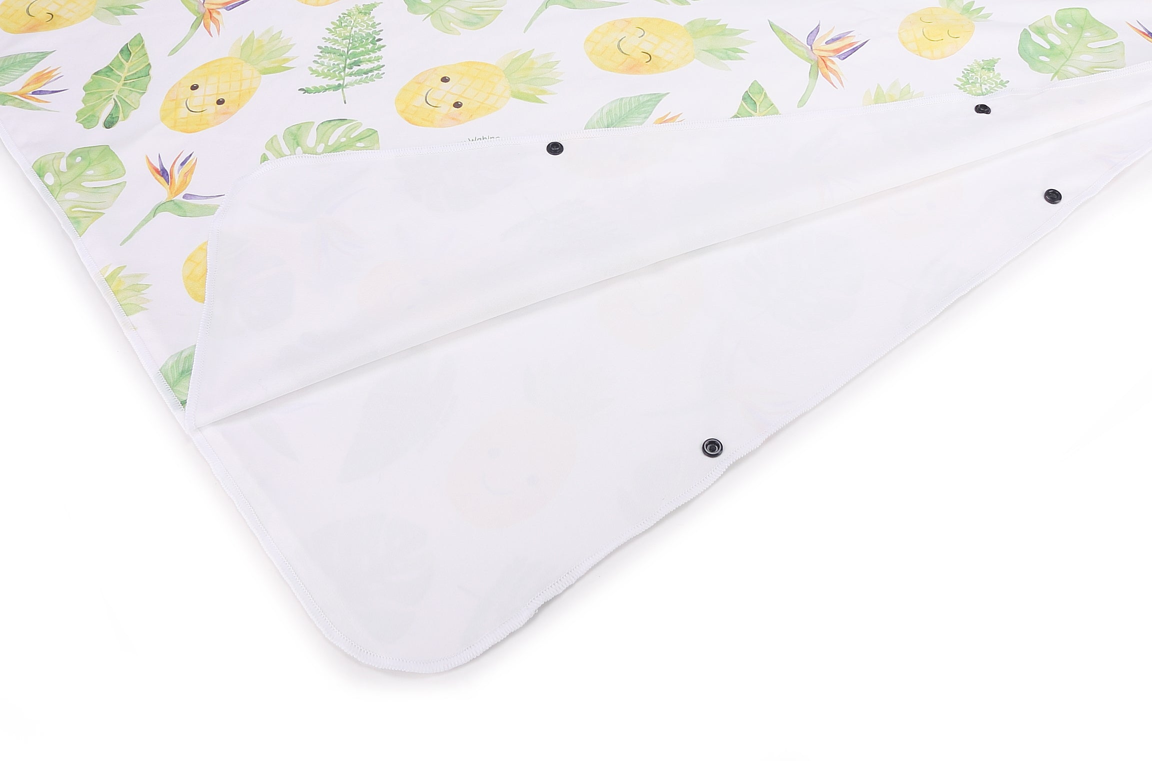 Stylish Hooded Beach Towel Poncho for Teens - Monstera & Pineapple Print in White - Perfect for Pool, Beach, and Outdoor Activities