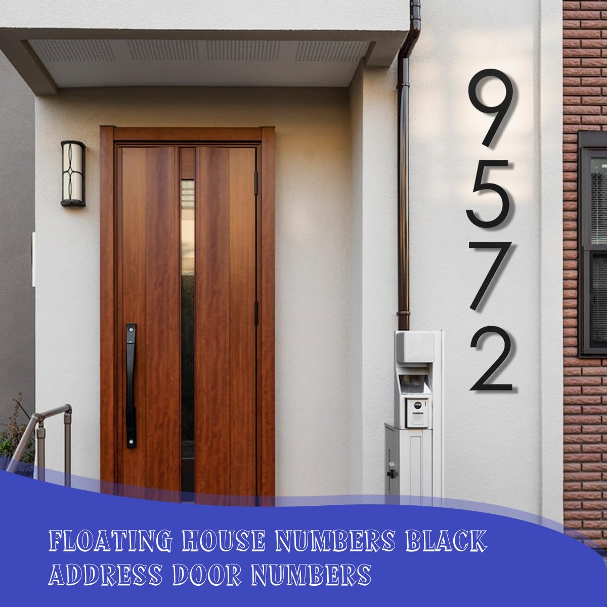 12 Inch Modern Black Metal House Numbers for Outdoor - Floating Address Plaque with Nail Kit (Number 5) - Perfect for Front Door, Mailbox, and Gate Visibility