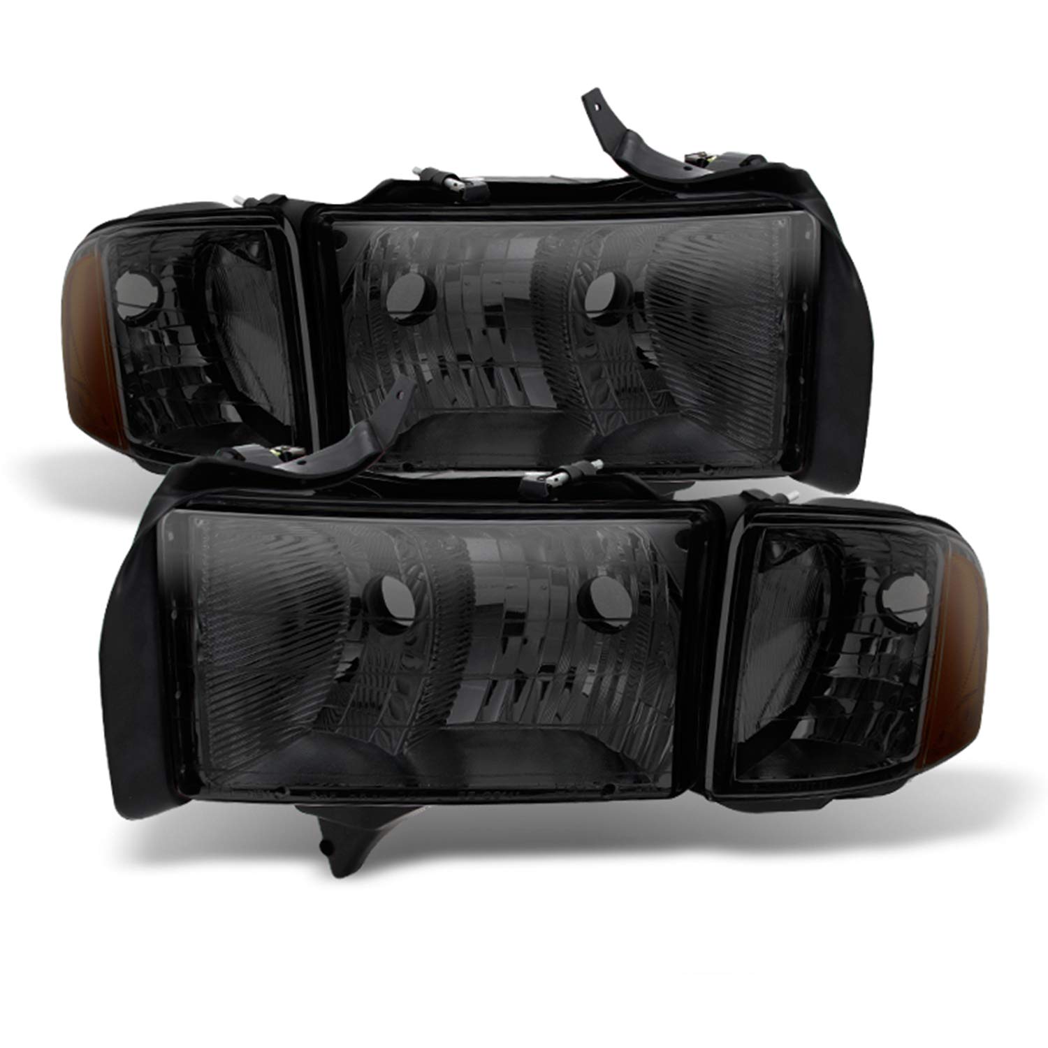 AKKON Smoked Headlights & Dark Red Tail Lights Combo Pair for 1999-2001 Dodge Ram 1500 Sport Models - Direct Replacement LH+RH - Upgrade Your Truck's Style for Night Driving & Custom Look