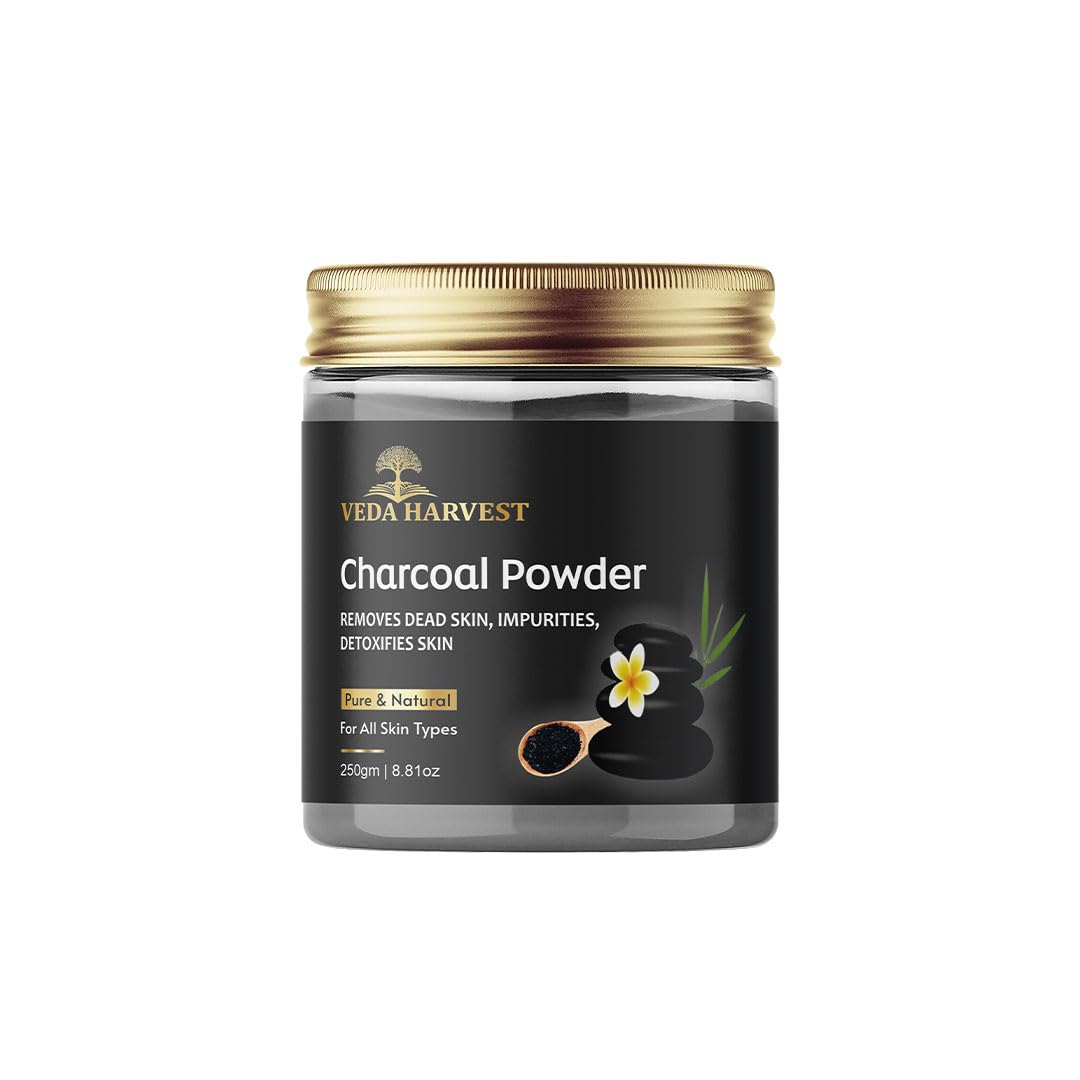 Veda Harvest 100% Natural Activated Charcoal Powder 250g | Skin Detox, Teeth Whitening & Dead Skin Removal | Suitable for All Skin Types | DIY Face Mask & Oral Care Solution