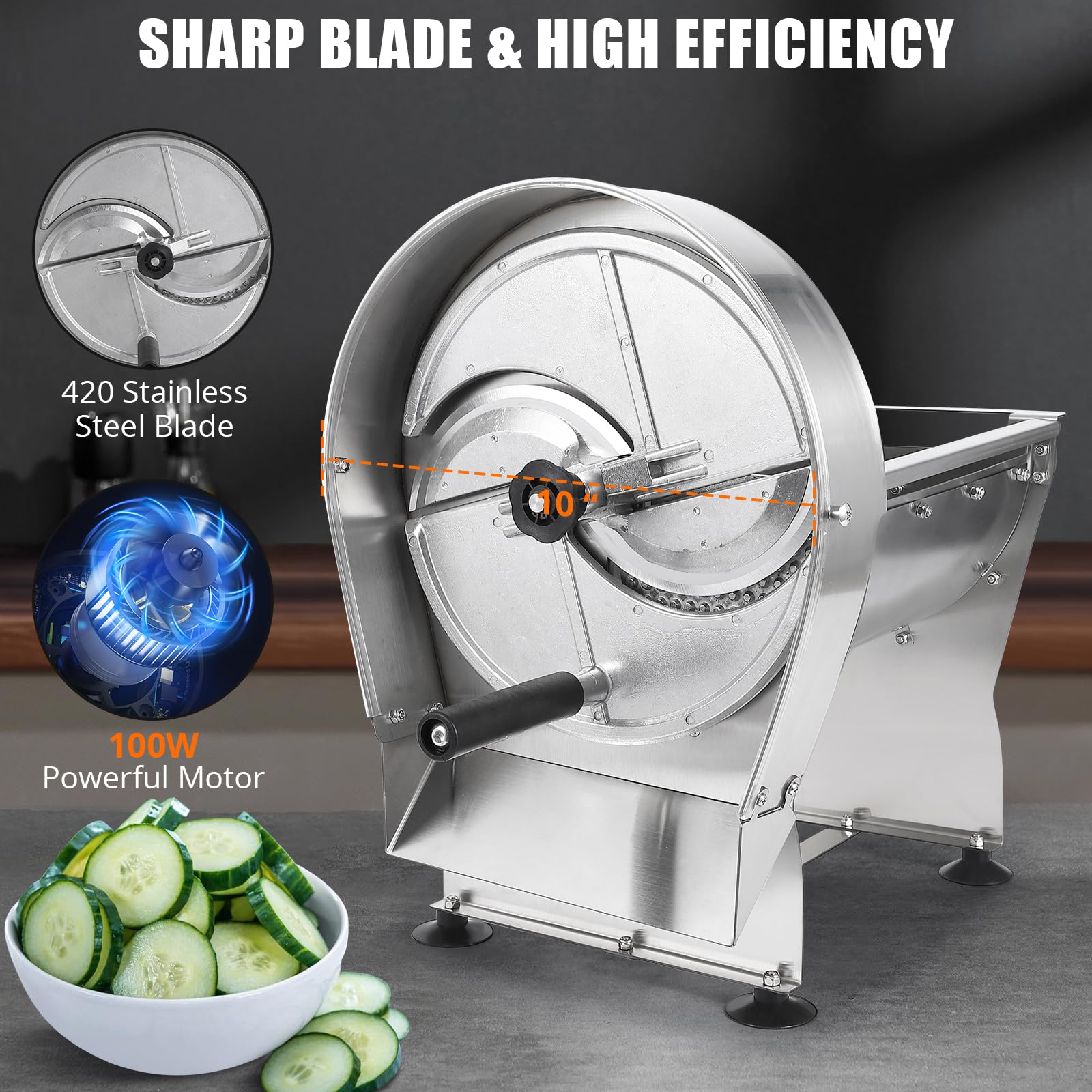 Electric Commercial Vegetable & Fruit Slicer - Adjustable 0.2-10mm Stainless Steel Food Cutter for Onion, Potato, Cabbage, Tomato, Lemon - Perfect for Restaurants, Catering & Home Kitchen Prep